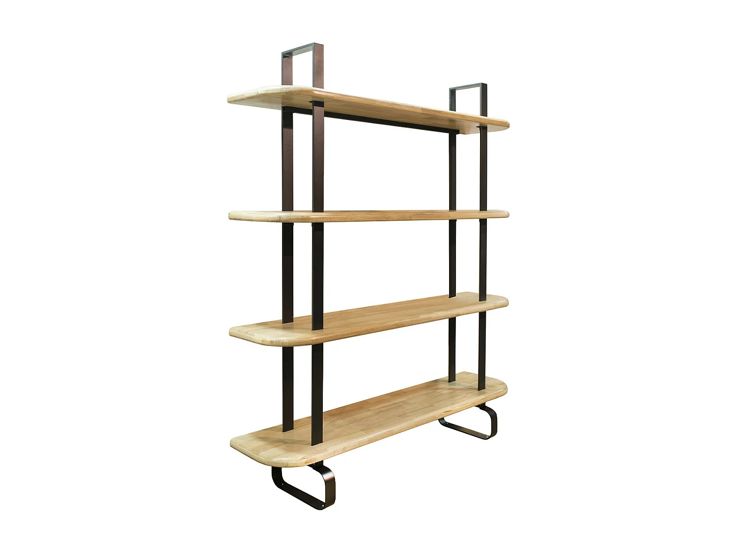 Estantería alta de 180x150x35 cm con 4 estantes y estructura metálica en negro Moonie