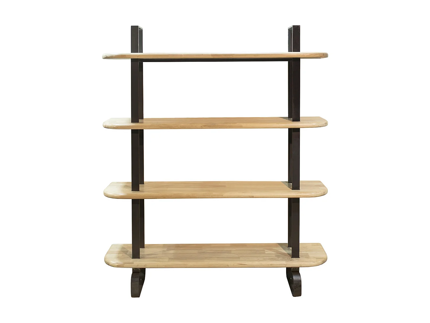 Estantería alta de 180x150x35 cm con 4 estantes y estructura metálica en negro Moonie