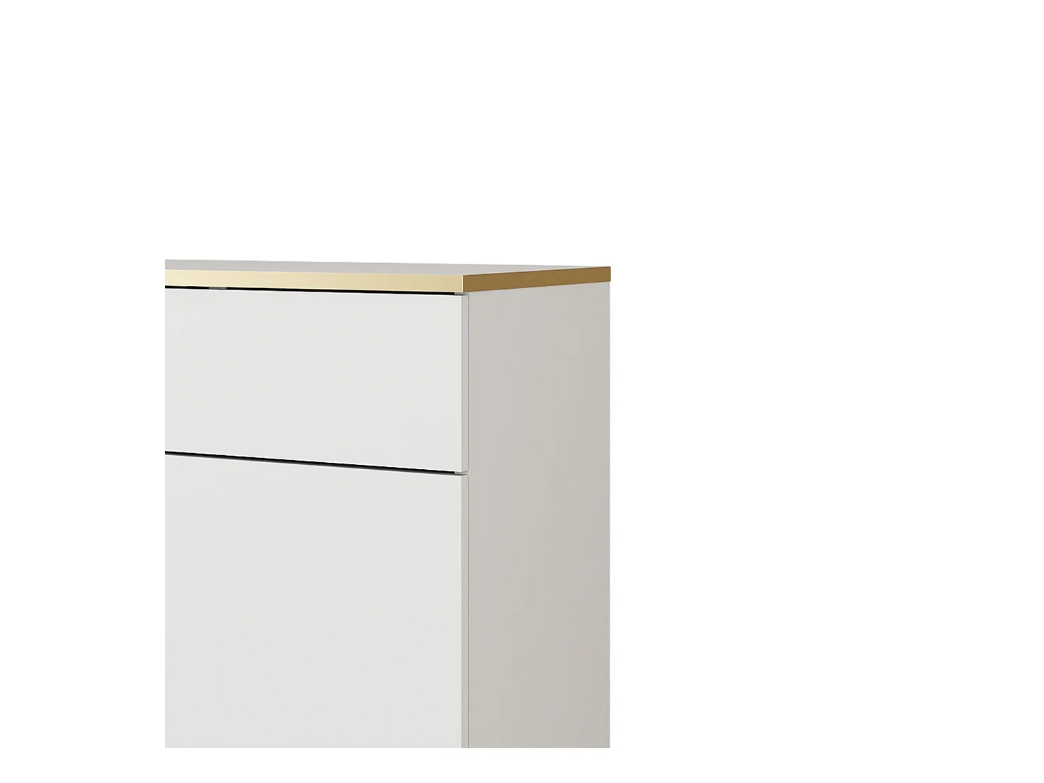 KOMMODE KSZ-107 Mit Schubladen 107x85x39 cm – Weiß Hochglanz Anrichte Mit Push-To-Open, Metallfüße 23 cm, Laminierte Platte 16 mm Kratzfeste Platte