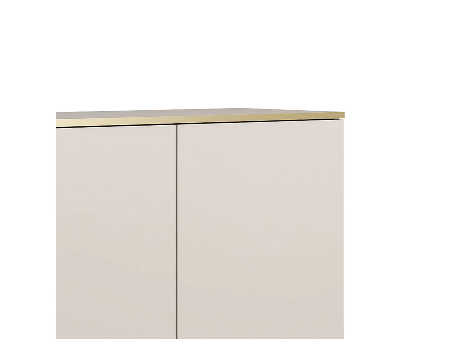 KOMMODE ORO K-160 Modern 160 cm breit beige, 2 türen, 2 schubladen, push-to-open, metallfüße gold 23 cm, laminierte platte 16 mm