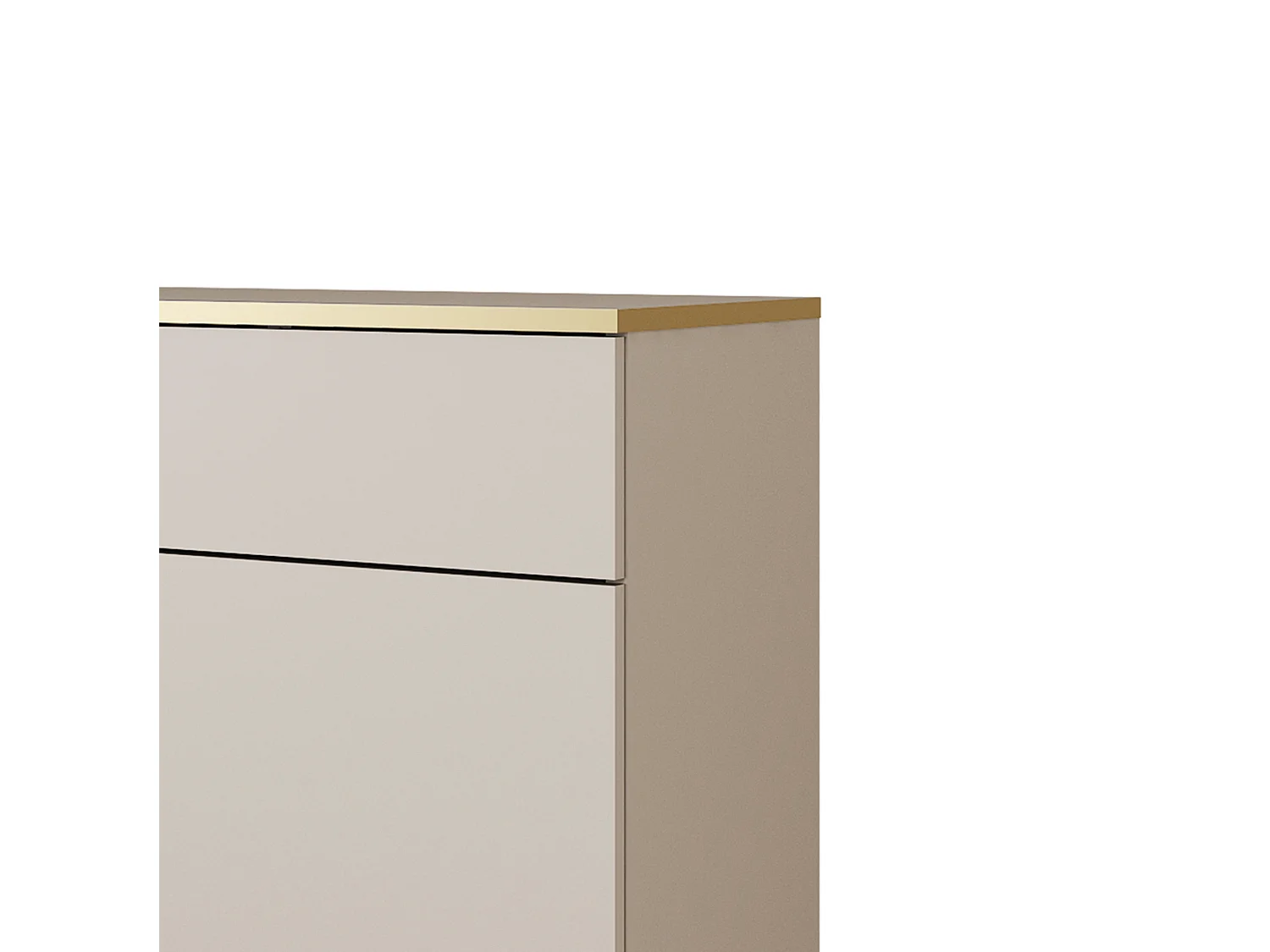 KOMMODE KSZ-107 Mit Schubladen 107x85x39 cm – Beige Hochglanz Anrichte Mit Push-To-Open, Metallfüße 23 cm, Laminierte Platte 16 mm Kratzfeste Platte