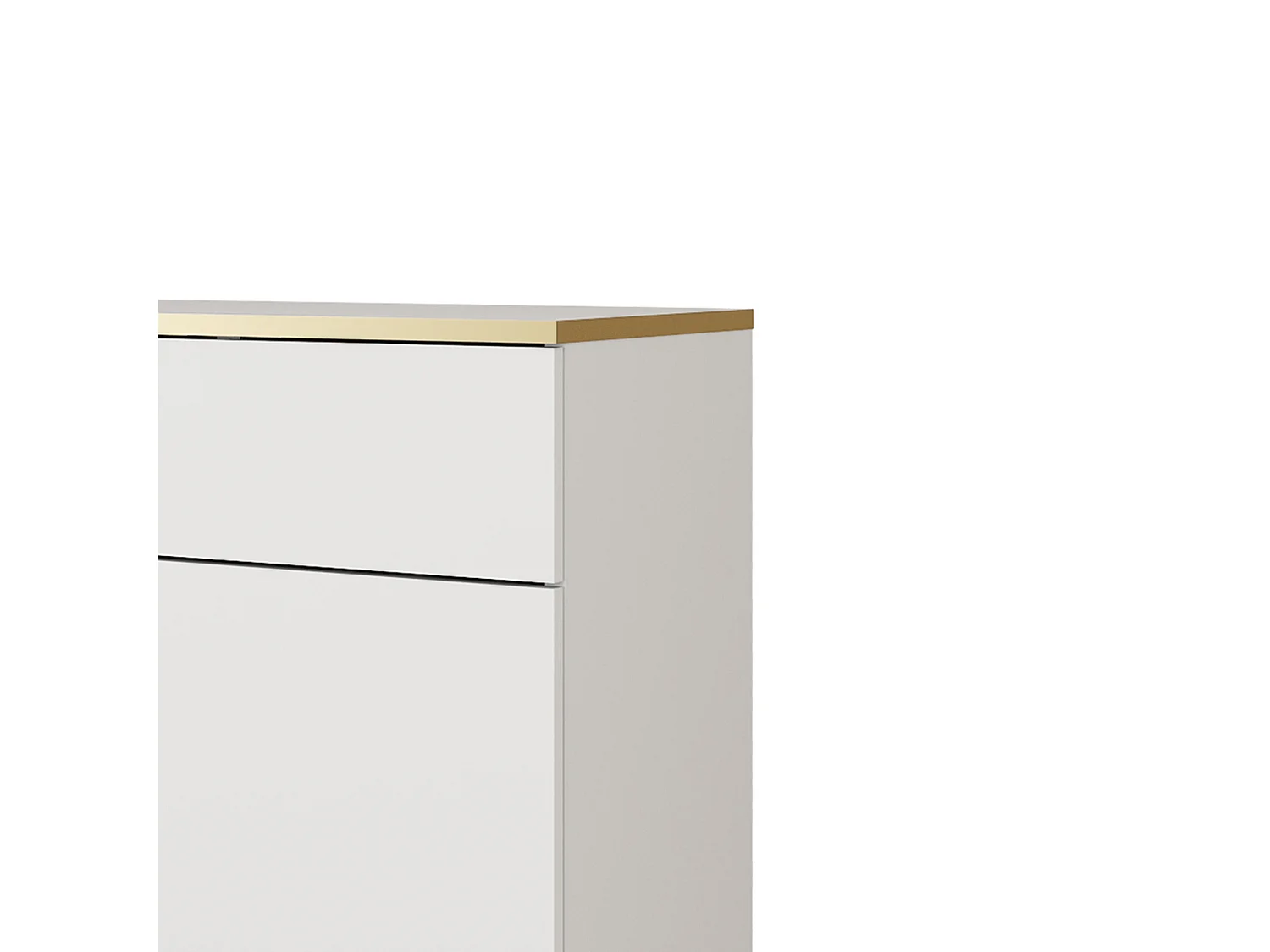 KOMMODE KSZ-107 Mit Schubladen 107x85x39 cm – Weiß Hochglanz Anrichte Mit Push-To-Open, Metallfüße 23 cm, Laminierte Platte 16 mm Kratzfeste Platte