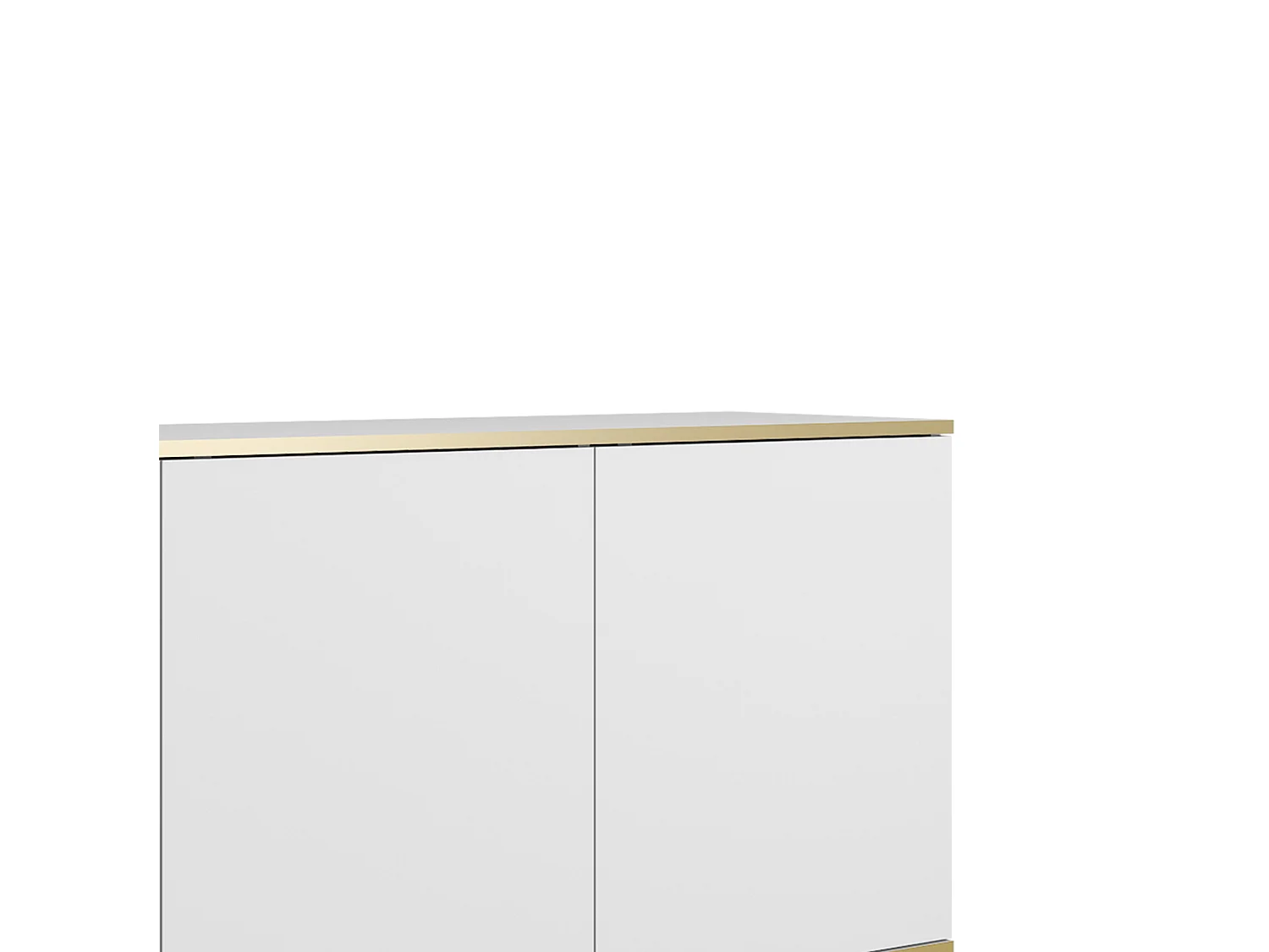Dressoir ORO K-160 Modern 160 cm Breed Wit, 2 Deuren, 2 Lades, Push-to-Open, Metalen Poten Zwart 23 cm, Gelamineerd Paneel 16 mm