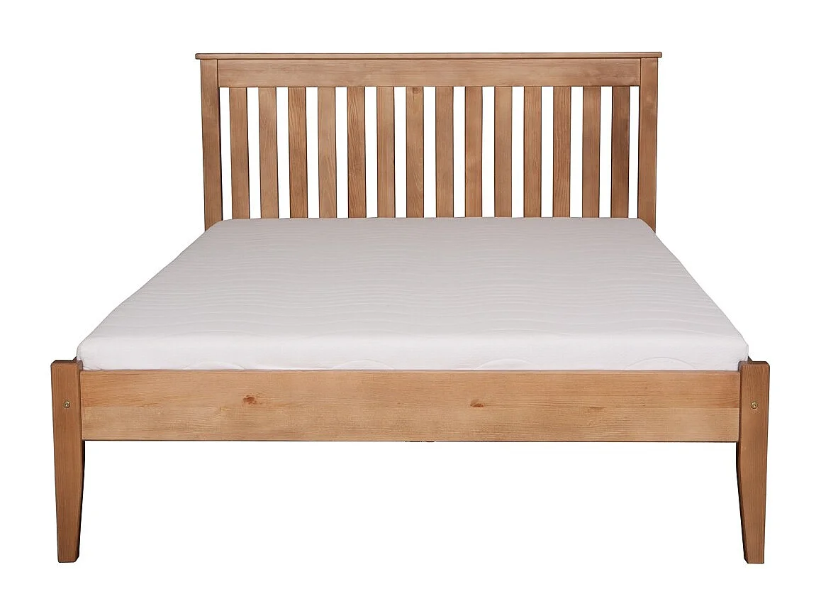 Lit 120x200 en bois massif avec tête de lit, sommier, GRES, couleur chêne MD24