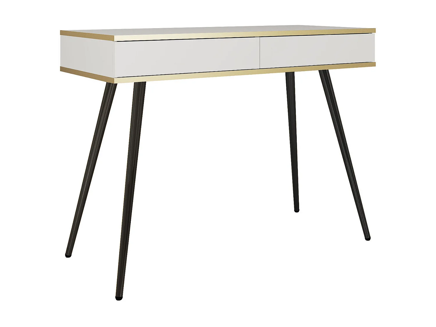 Kaptafel 102x80x50 cm, Wit, 2 Lades, Gladde Voorkant, Krasbestendig Paneel, Metalen Poten Zwart, Push-to-Open