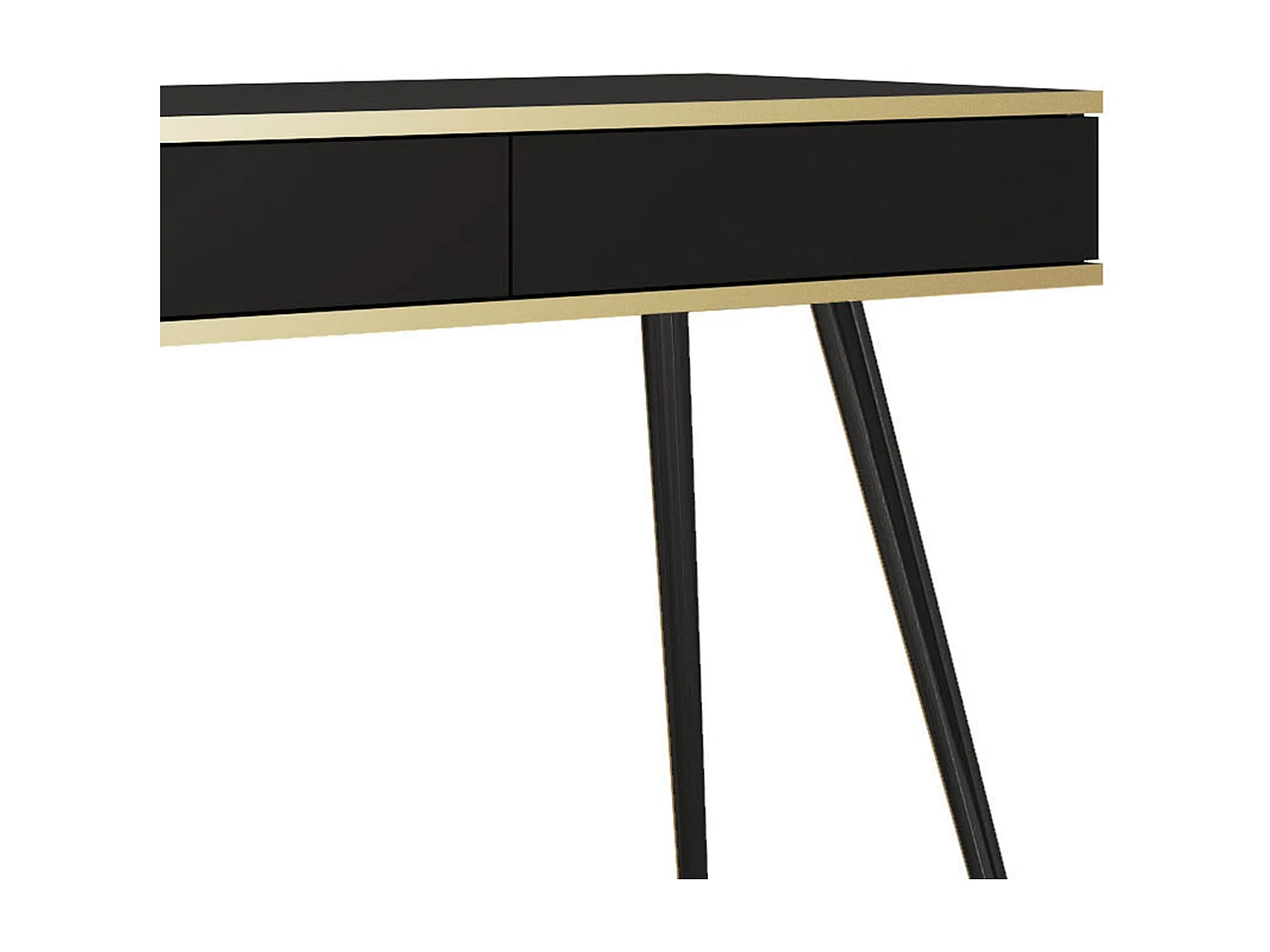 Kaptafel 102x80x50 cm, Zwart, 2 Lades, Gladde Voorkant, Krasbestendig Paneel, Metalen Poten Zwart, Push-to-Open