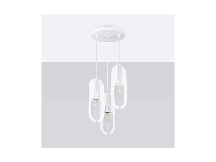 Pendelleuchten Nicus Modern Aus  Stahl - 3 Lichtquellen - L.43 X H. Cm - Weiß