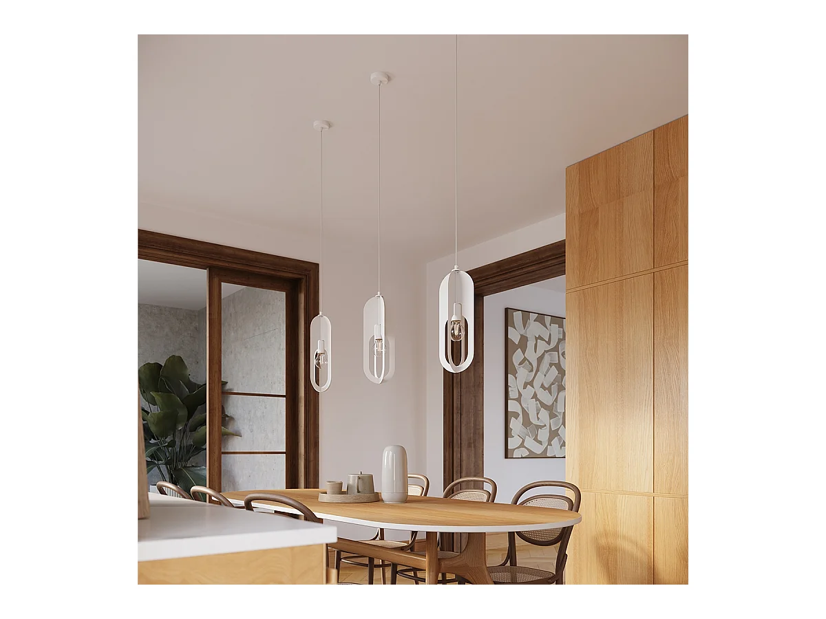 Pendelleuchten Nicus Modern Aus  Stahl - 3 Lichtquellen - L.43 X H. Cm - Weiß