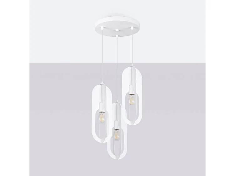 Luminárias Pendentes Nicus Moderno, Aço - 3 Lichtbronnen - L.43 X H.130 Cm - Branco