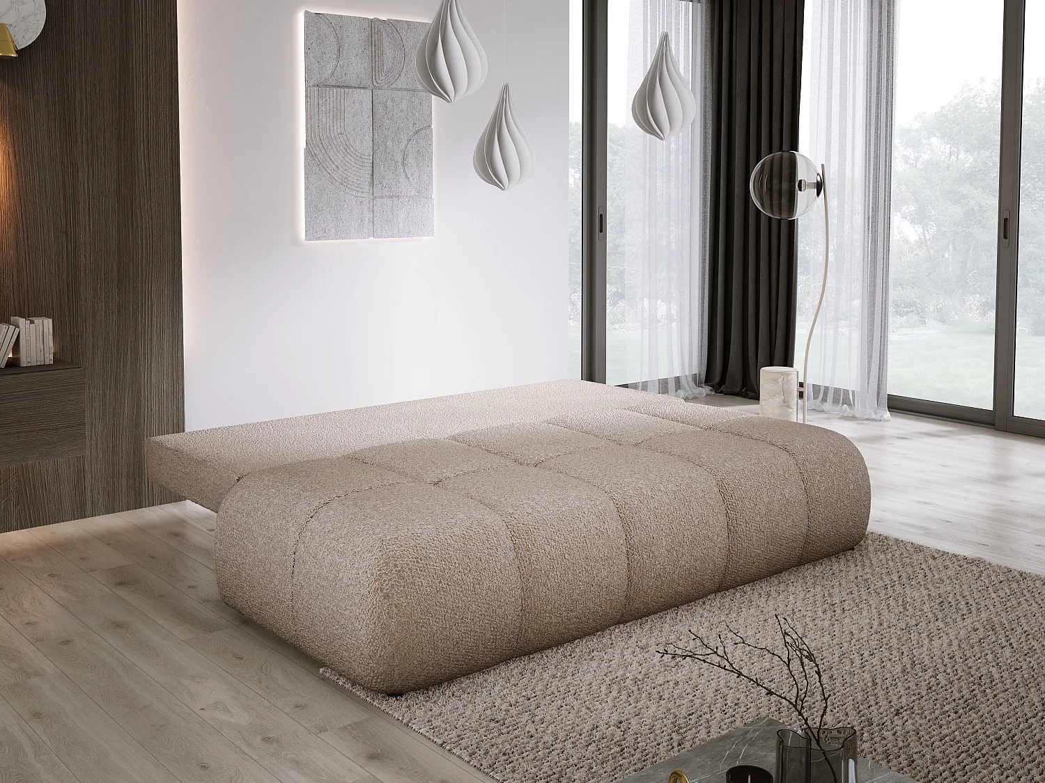 Canapé COCO MINI Canapé-lit Avec Fonction Lit, Tissu Anthology, 2 places, Autonome, Dimension: 205x105x97cm Couleur: Beige