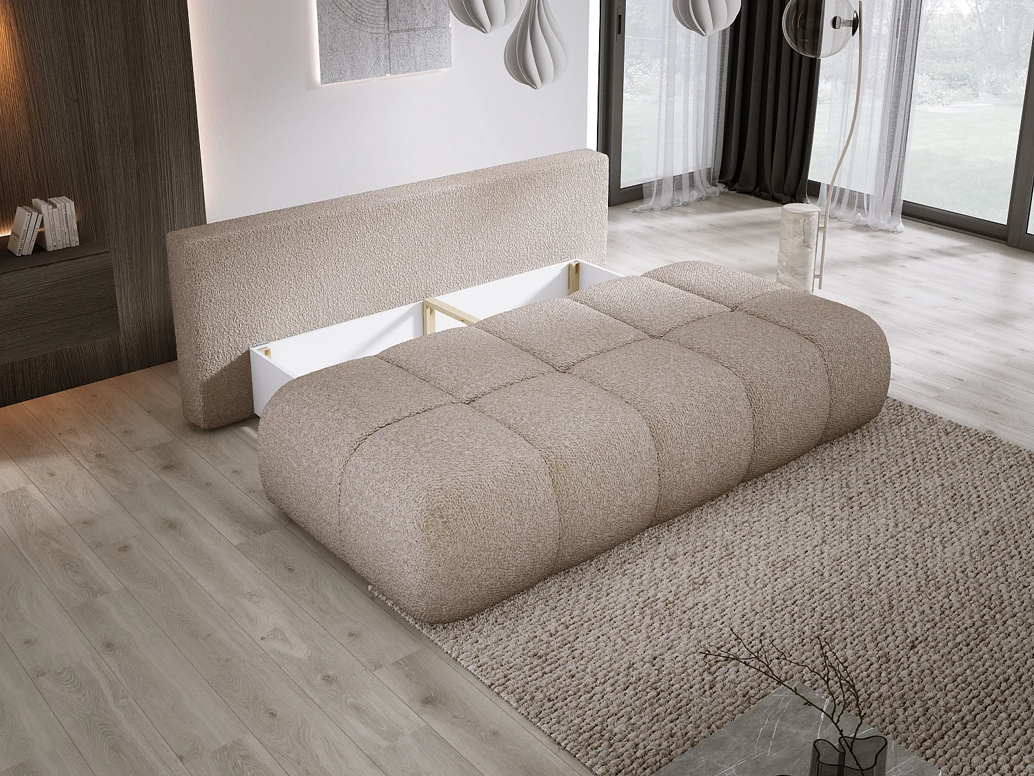 Canapé COCO MINI Canapé-lit Avec Fonction Lit, Tissu Anthology, 2 places, Autonome, Dimension: 205x105x97cm Couleur: Beige