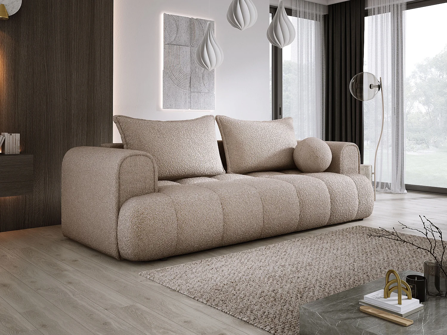 Canapé COCO Canapé-lit Avec Fonction Lit, Tissu Anthology, 2 places, Autonome, Dimension: 250x105x90cm Couleur: Beige