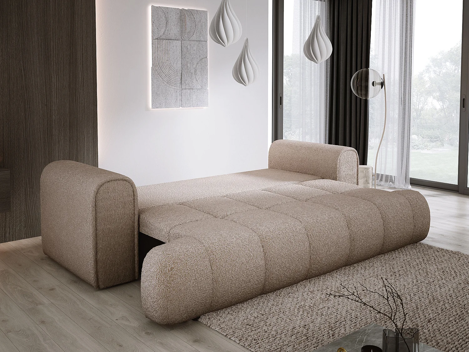 Canapé COCO Canapé-lit Avec Fonction Lit, Tissu Anthology, 2 places, Autonome, Dimension: 250x105x90cm Couleur: Beige