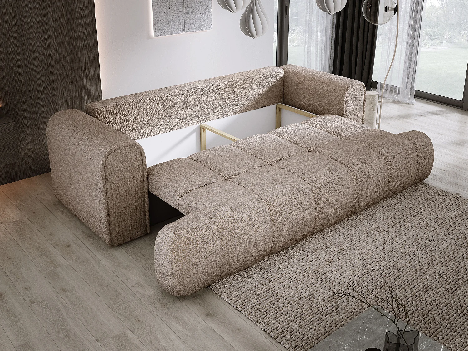 Canapé COCO Canapé-lit Avec Fonction Lit, Tissu Anthology, 2 places, Autonome, Dimension: 250x105x90cm Couleur: Beige