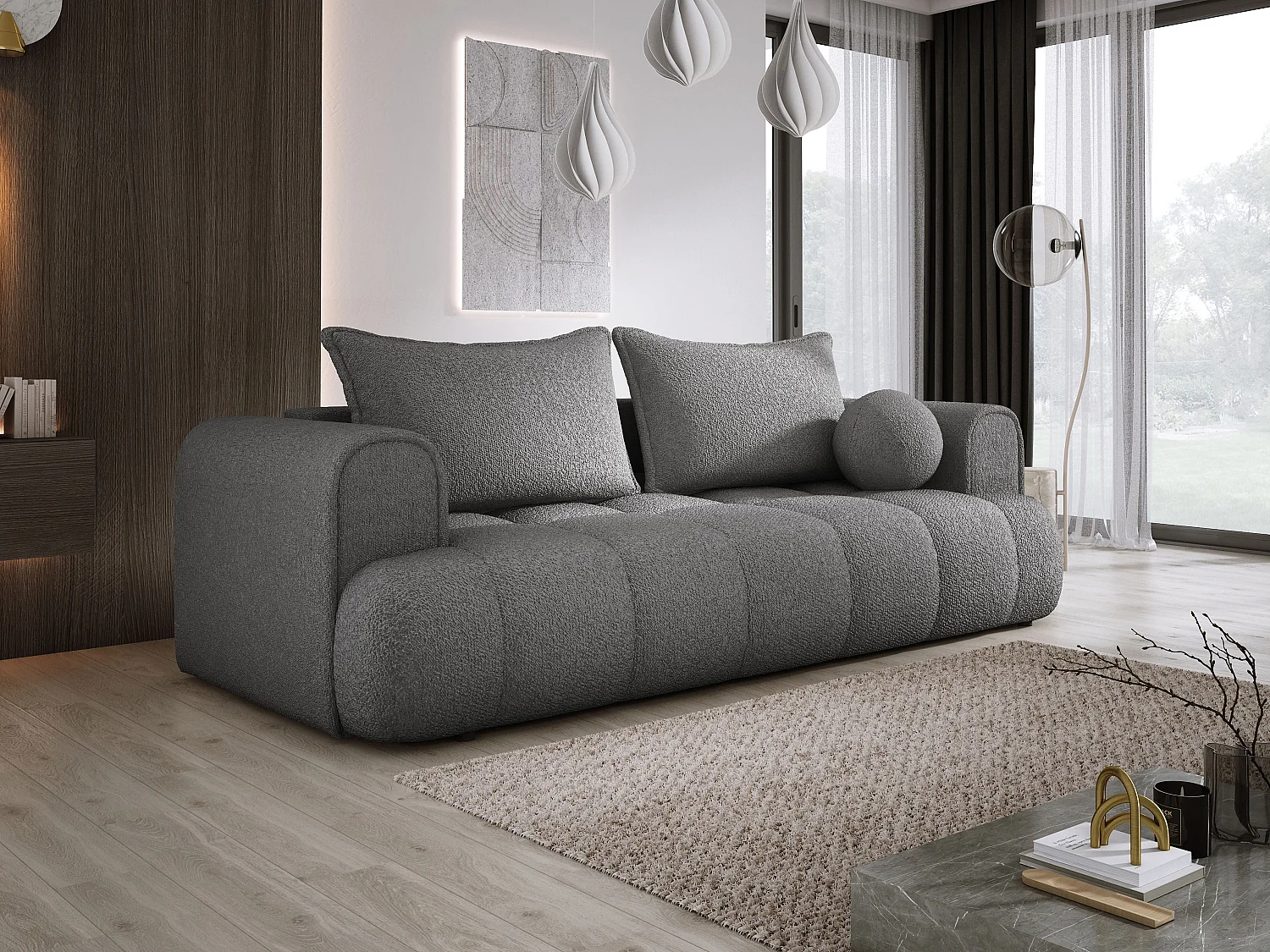 Canapé COCO Canapé-lit Avec Fonction Lit, Tissu Anthology, 2 places, Autonome, Dimension: 250x105x90cm Couleur: Grau