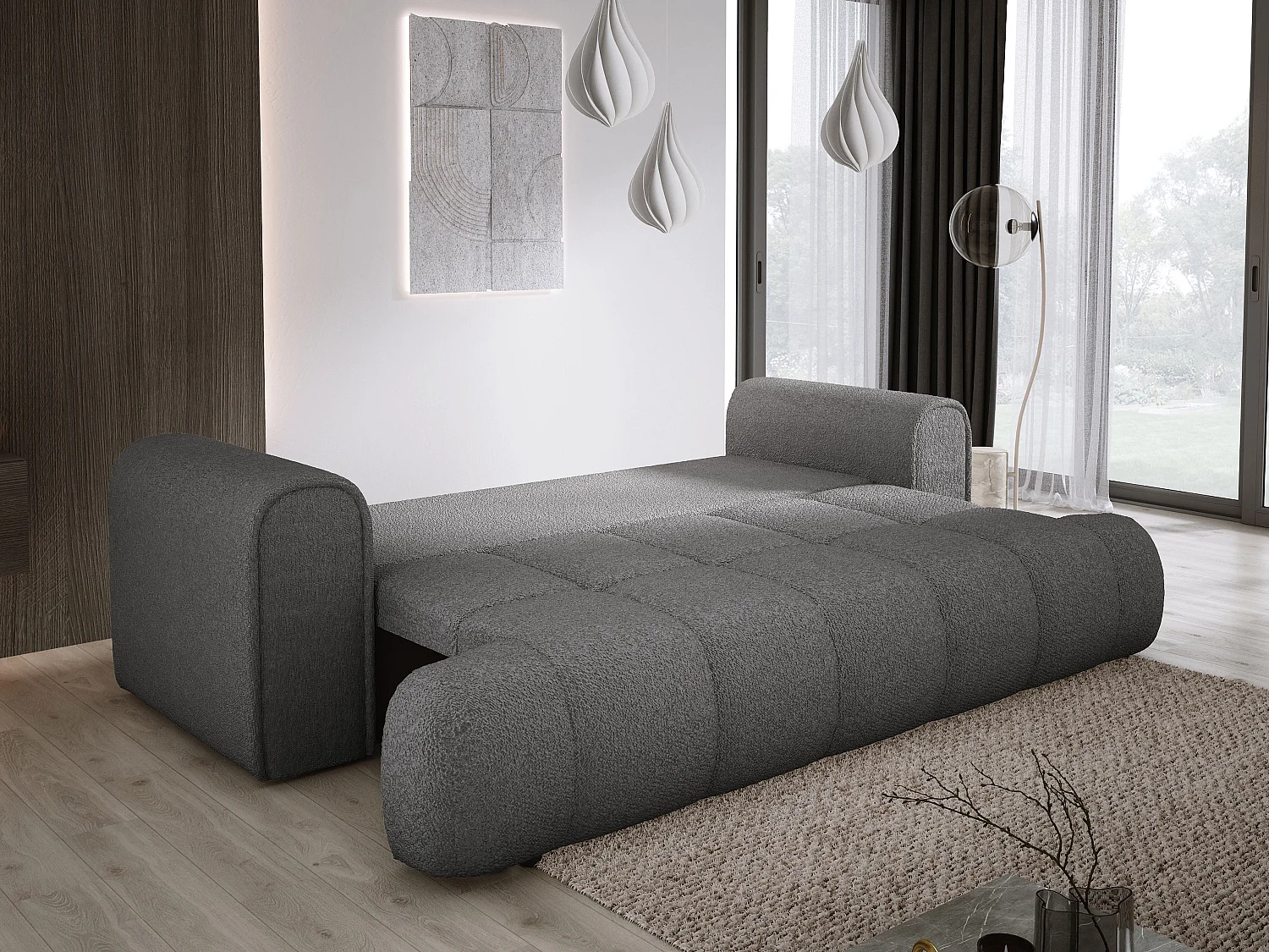 Canapé COCO Canapé-lit Avec Fonction Lit, Tissu Anthology, 2 places, Autonome, Dimension: 250x105x90cm Couleur: Grau