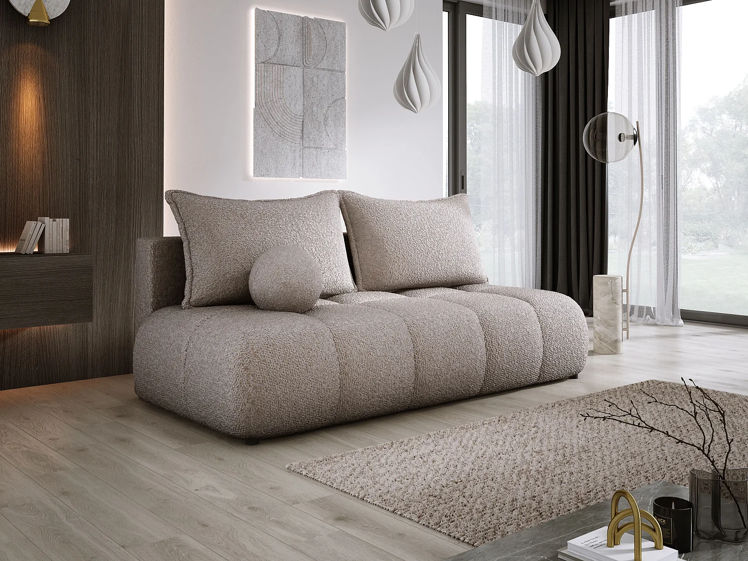 Canapé COCO MINI Canapé-lit Avec Fonction Lit, Tissu Anthology, 2 places, Autonome, Dimension: 205x105x97cm Couleur: Sand