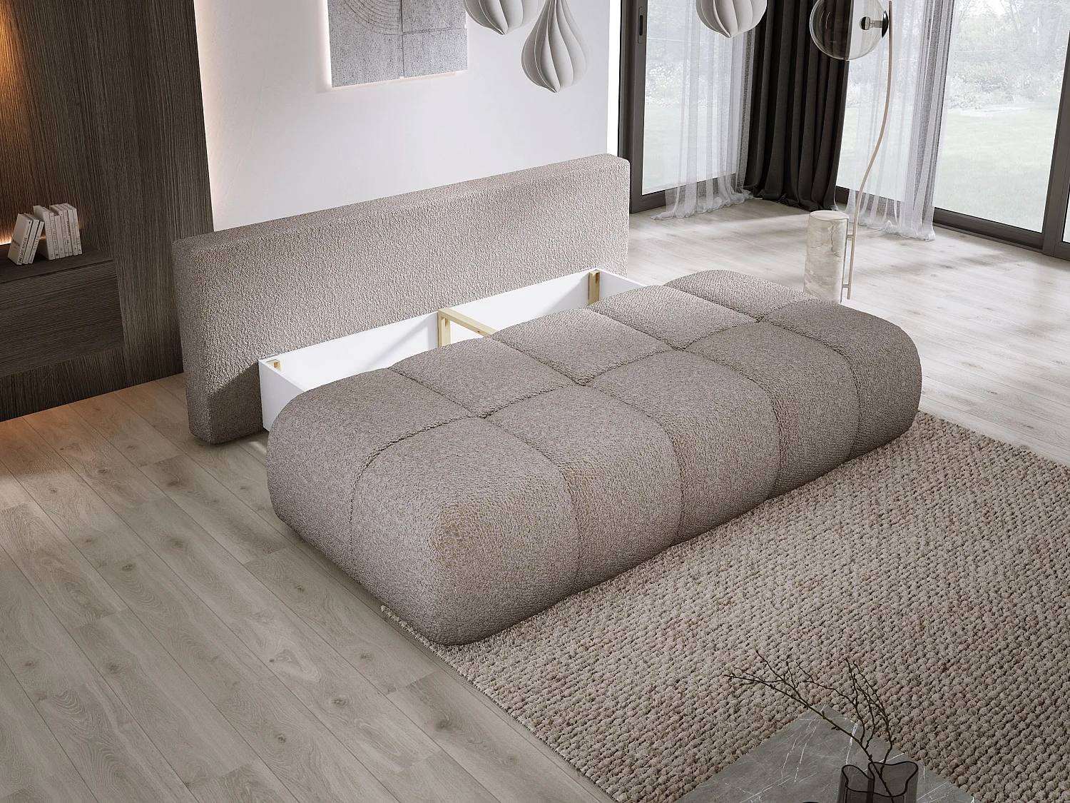 Canapé COCO MINI Canapé-lit Avec Fonction Lit, Tissu Anthology, 2 places, Autonome, Dimension: 205x105x97cm Couleur: Sand