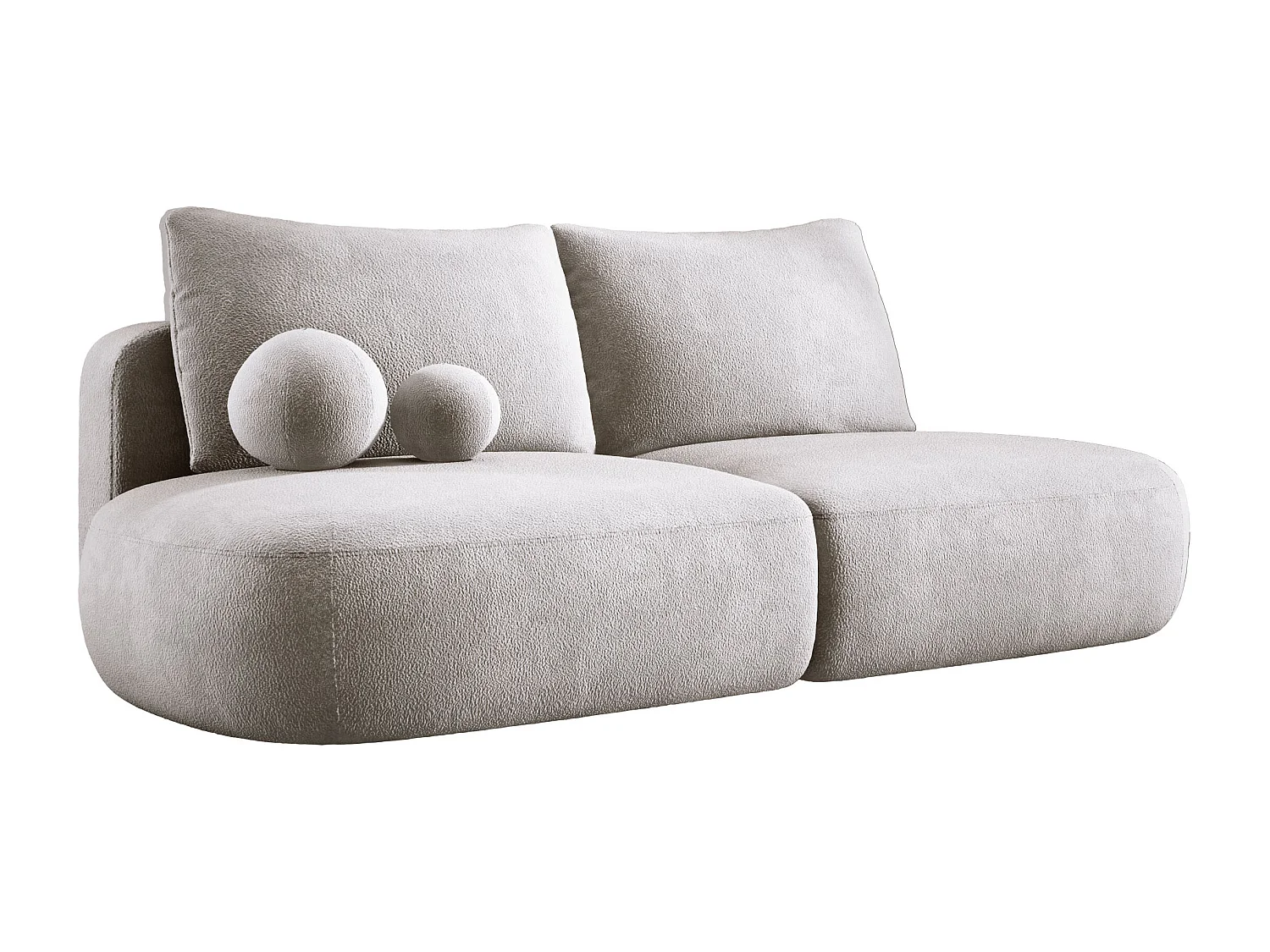 Canapé-lit moderne BABU avec coffre, fonction sommeil, DL-Automat, 2 coussins dossier, 2 coussins déco, 240x90x90 cm Gris clair