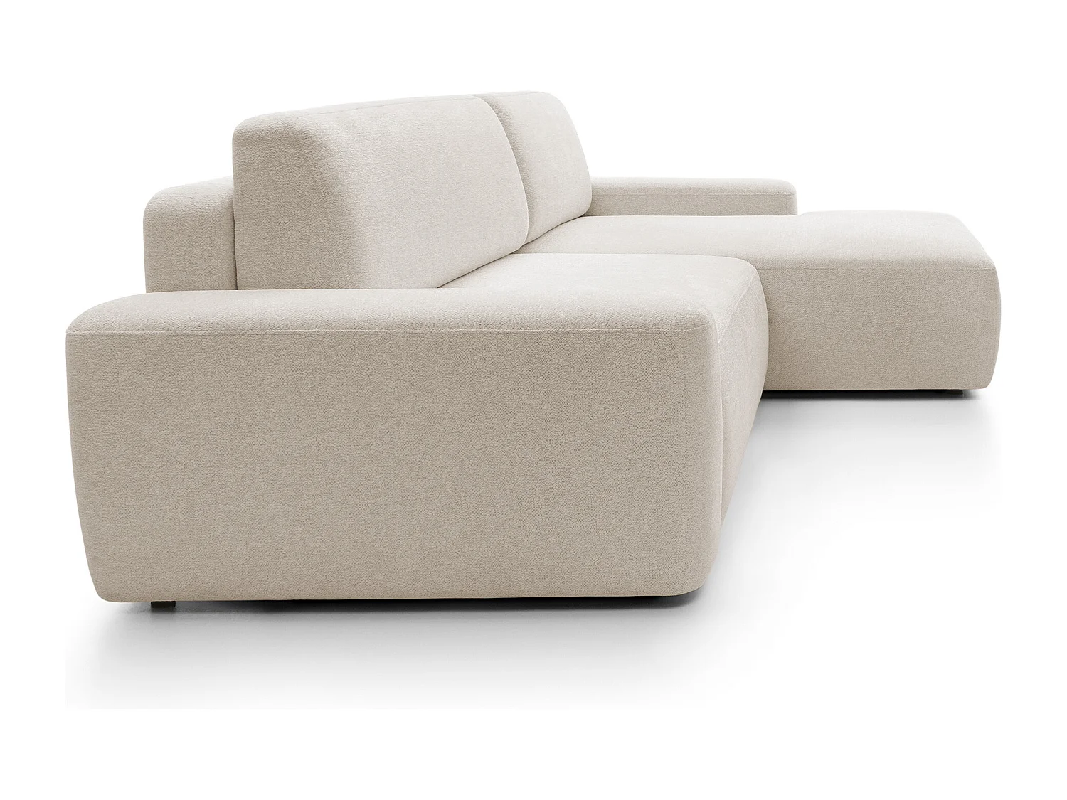 Canapé d’angle BOULI 4 places Raven, couchage 130x210cm, coffre, 264x162x82cm, droite sable