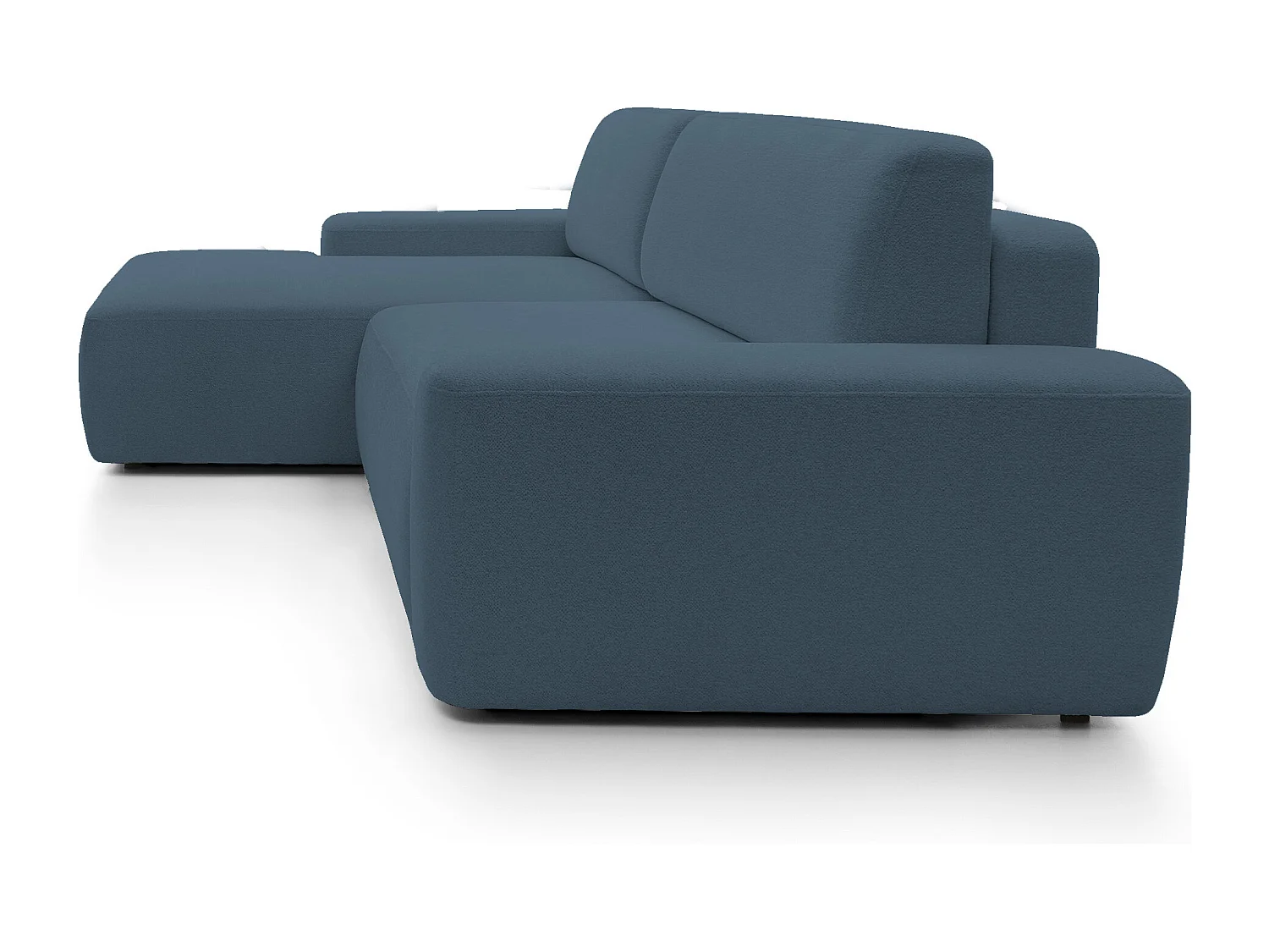 Canapé d’angle BOULI 4 places Raven, couchage 130x210cm, coffre, 264x162x82cm, gauche vert lagon