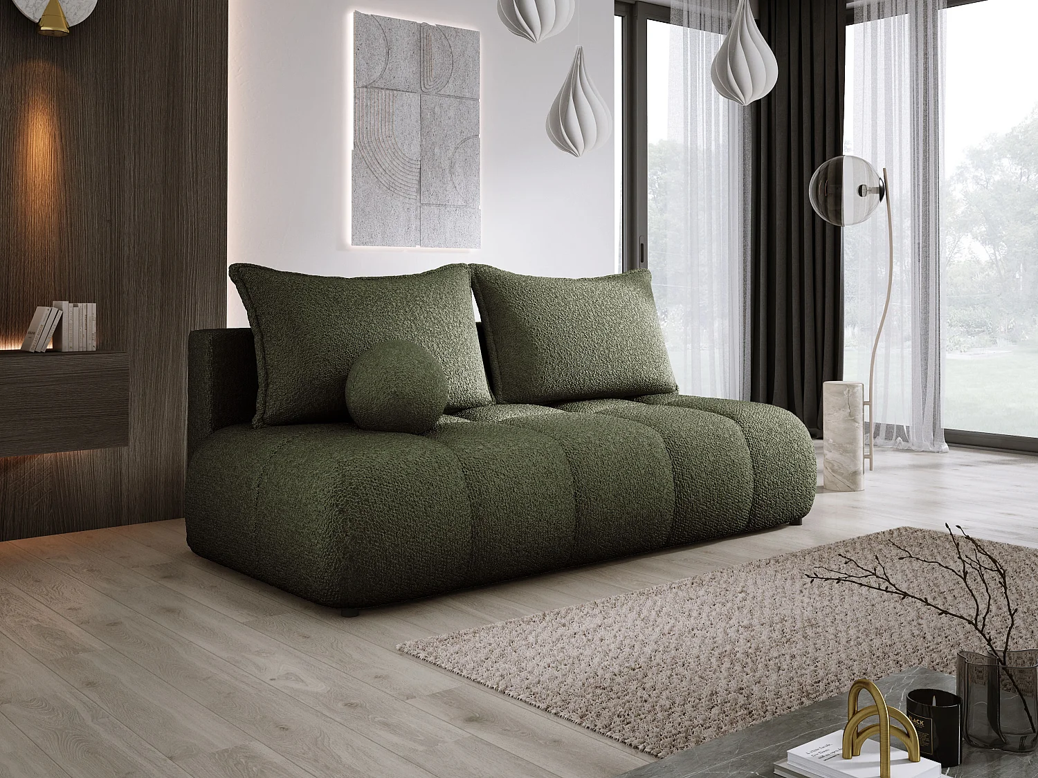 Canapé COCO MINI Canapé-lit Avec Fonction Lit, Tissu Anthology, 2 places, Autonome, Dimension: 205x105x97cm Couleur: Grün