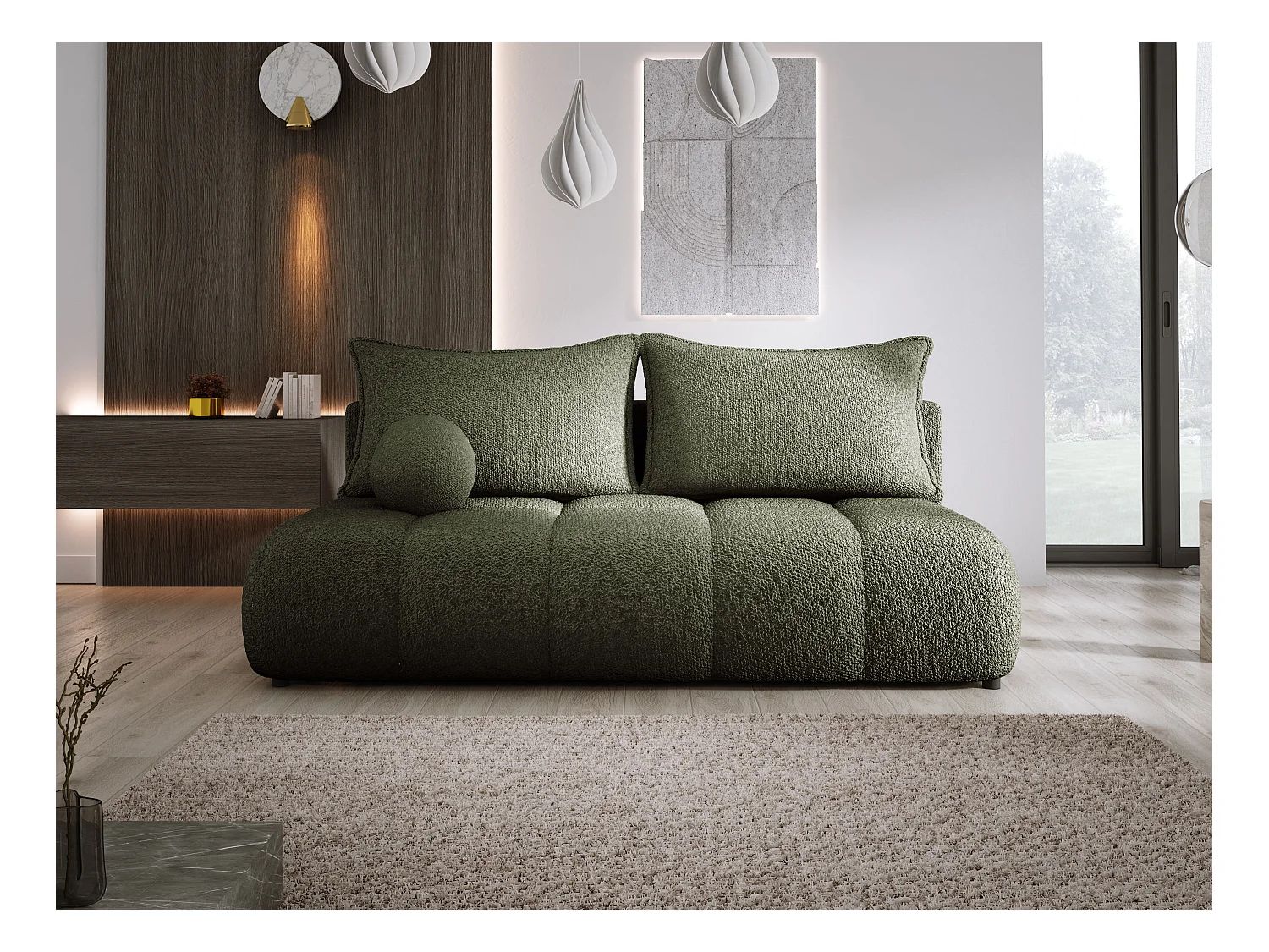 Canapé COCO MINI Canapé-lit Avec Fonction Lit, Tissu Anthology, 2 places, Autonome, Dimension: 205x105x97cm Couleur: Grün