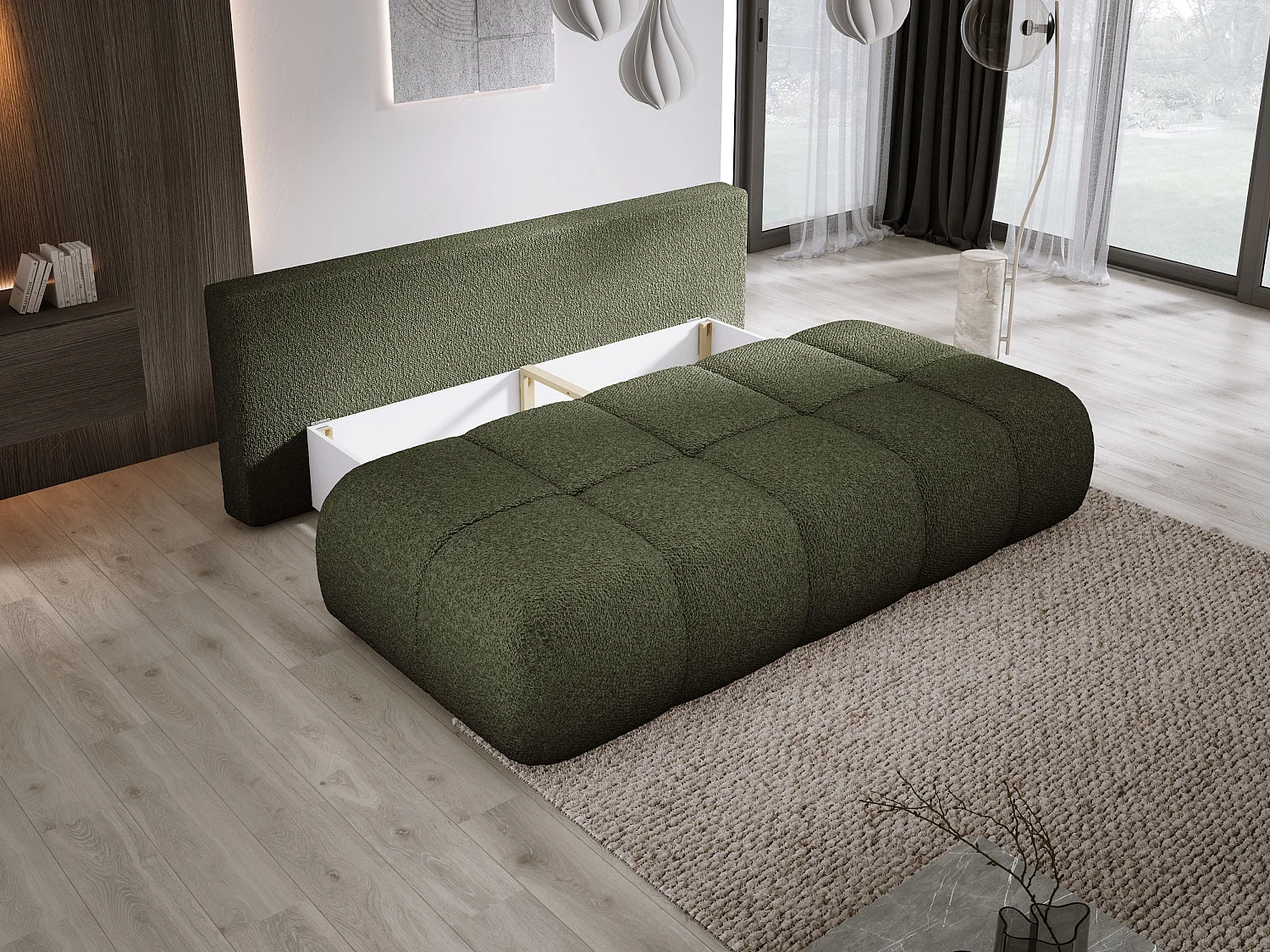 Canapé COCO MINI Canapé-lit Avec Fonction Lit, Tissu Anthology, 2 places, Autonome, Dimension: 205x105x97cm Couleur: Grün