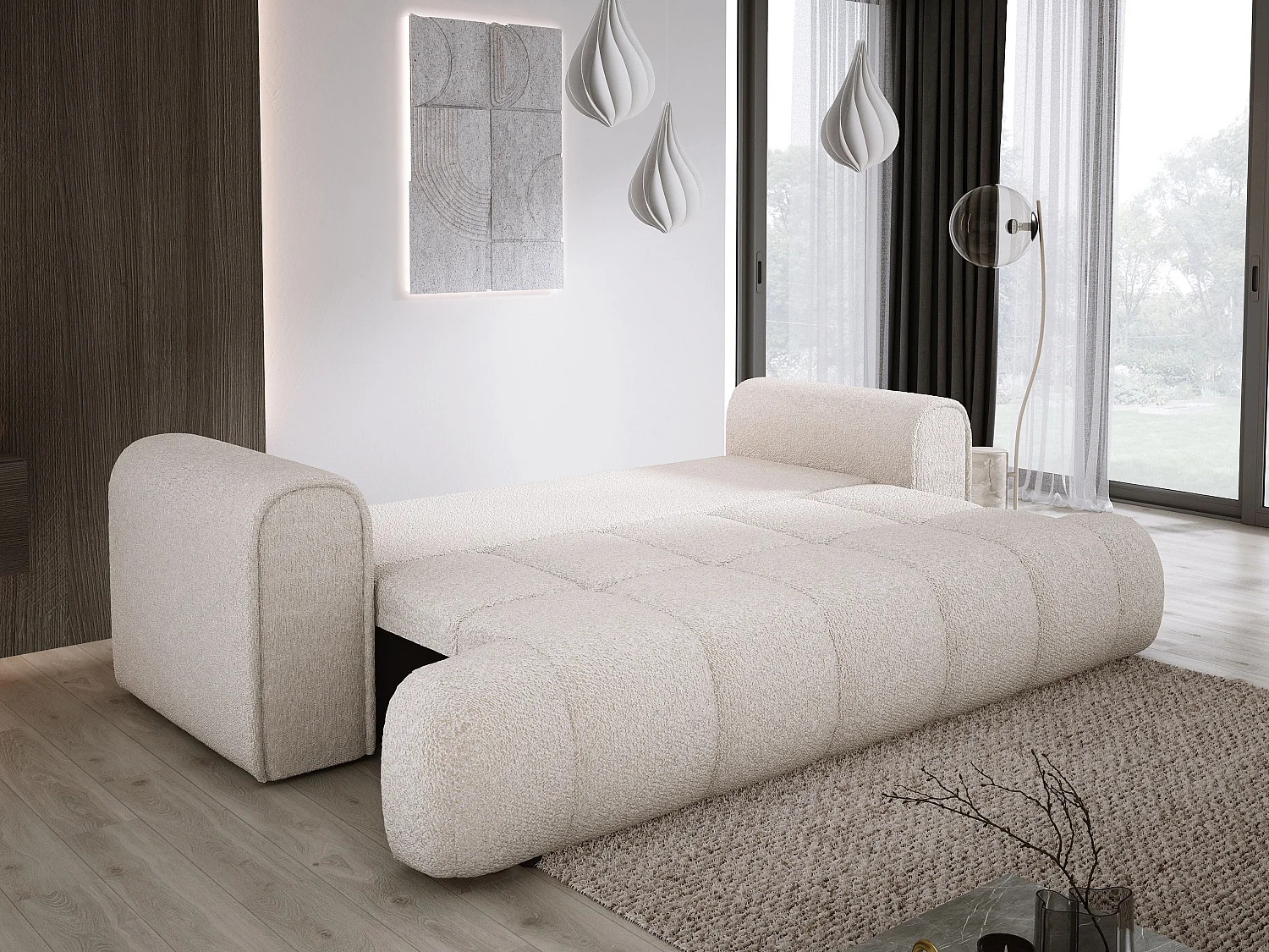 Canapé COCO Canapé-lit Avec Fonction Lit, Tissu Anthology, 2 places, Autonome, Dimension: 250x105x90cm Couleur: Creme