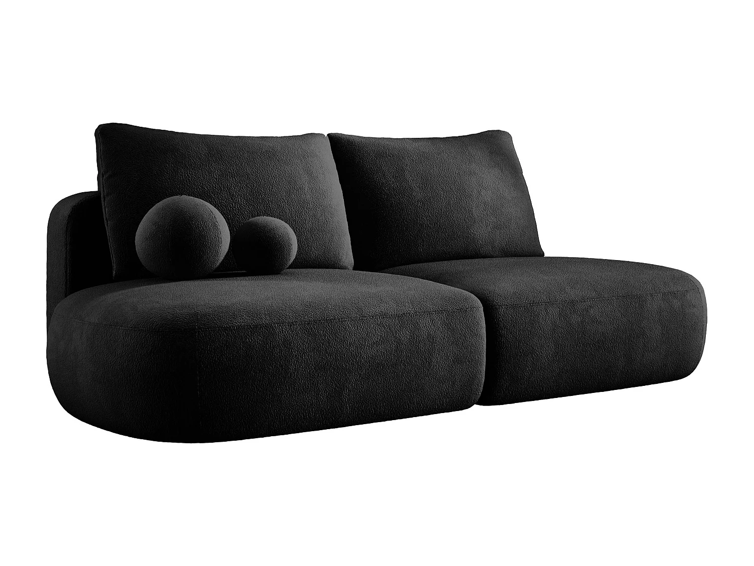 Canapé-lit moderne BABU avec coffre, fonction sommeil, DL-Automat, 2 coussins dossier, 2 coussins déco, 240x90x90 cm Noir