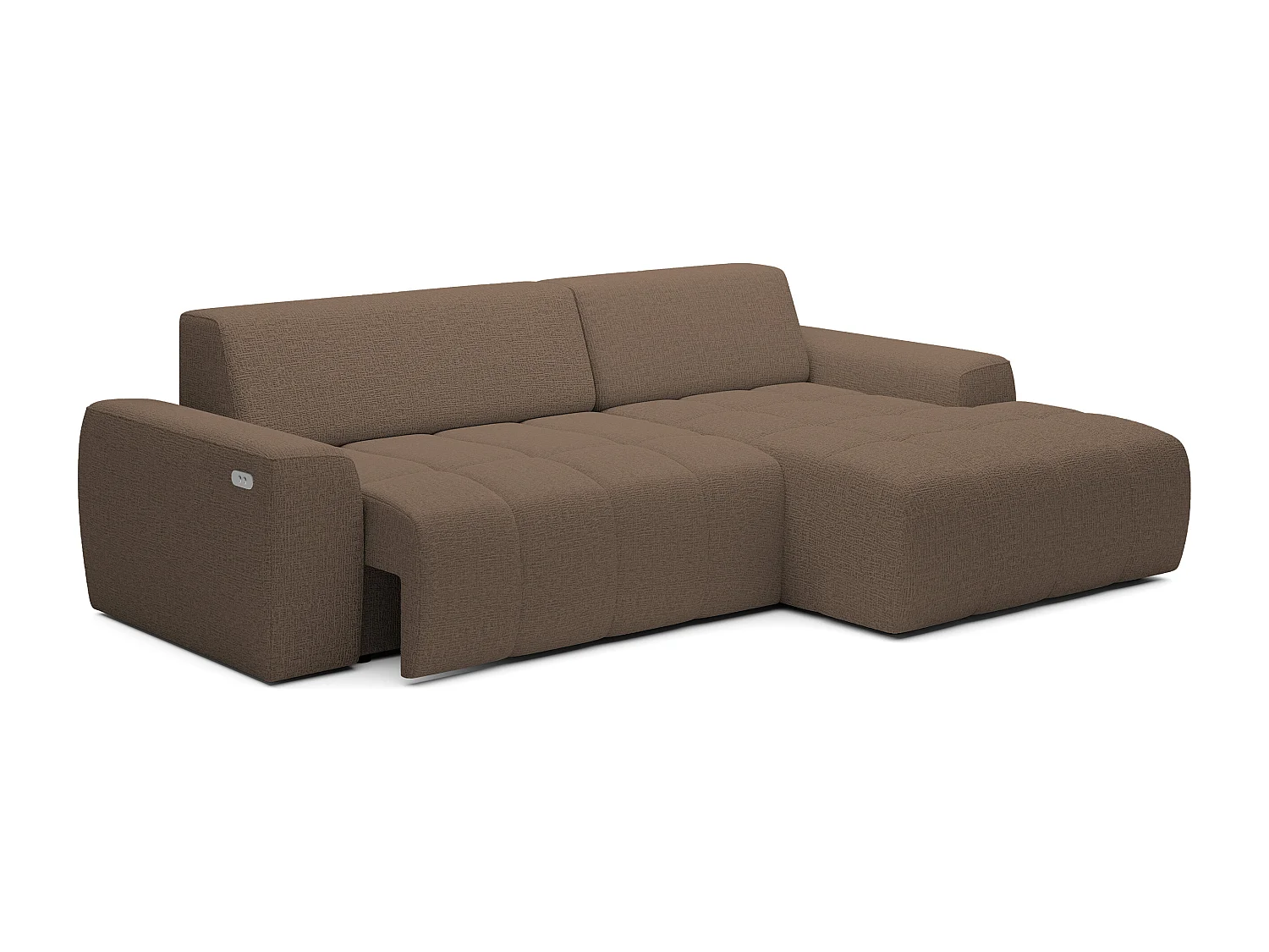 Canapé d'angle Savio indépendant, tissu Kansas résistant, dim. 265x172x81cm, couchage 206x92cm, côté droit, cappuccino