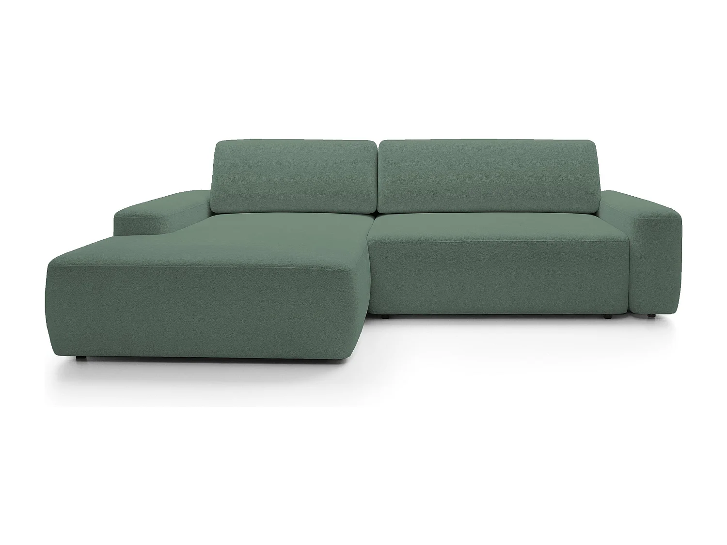 Canapé d’angle BOULI 4 places Raven, couchage 130x210cm, coffre, 264x162x82cm, gauche vert