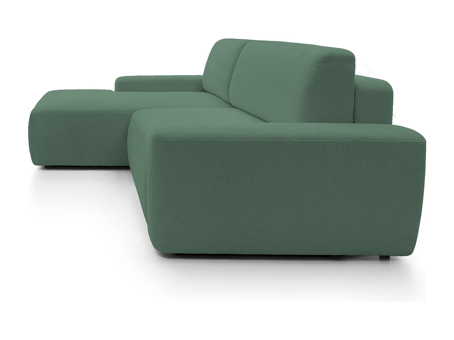 Canapé d’angle BOULI 4 places Raven, couchage 130x210cm, coffre, 264x162x82cm, gauche vert