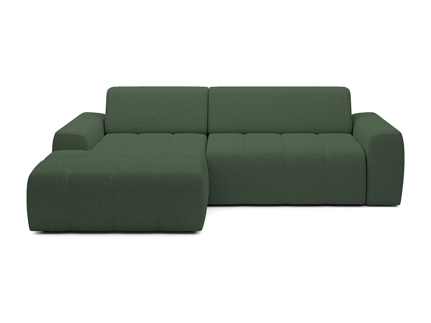Canapé d'angle Savio indépendant, tissu Kansas résistant, dim. 265x172x81cm, couchage 206x92cm, côté gauche, vert