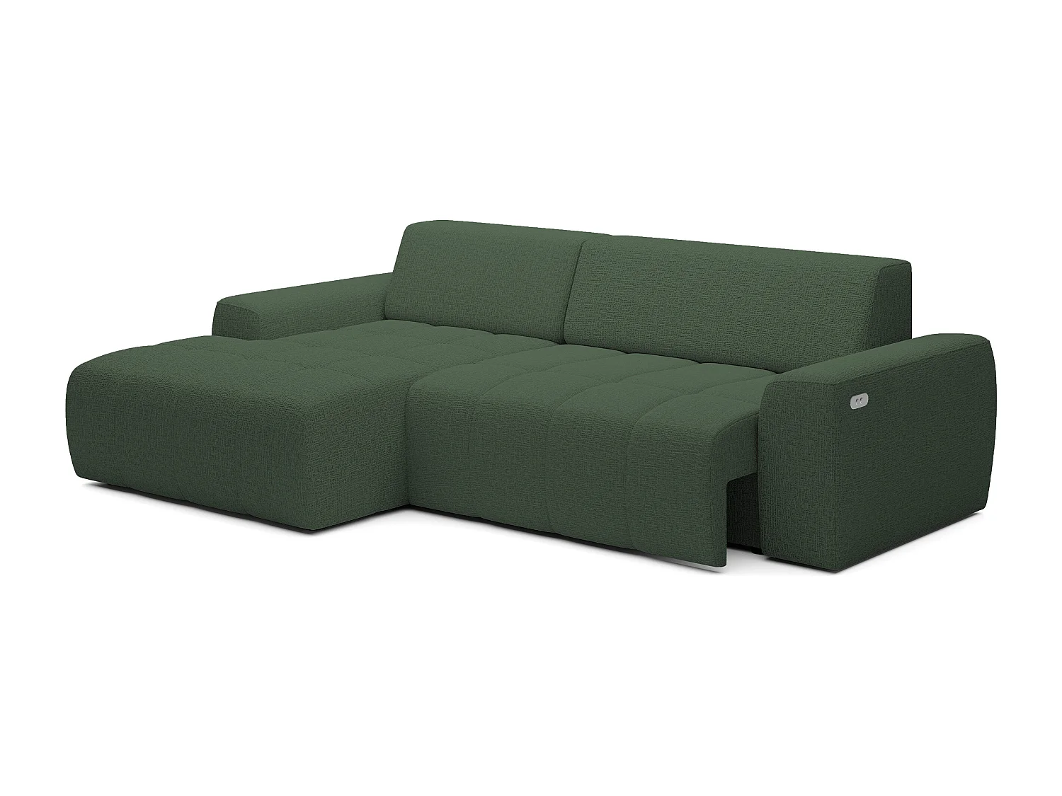 Canapé d'angle Savio indépendant, tissu Kansas résistant, dim. 265x172x81cm, couchage 206x92cm, côté gauche, vert
