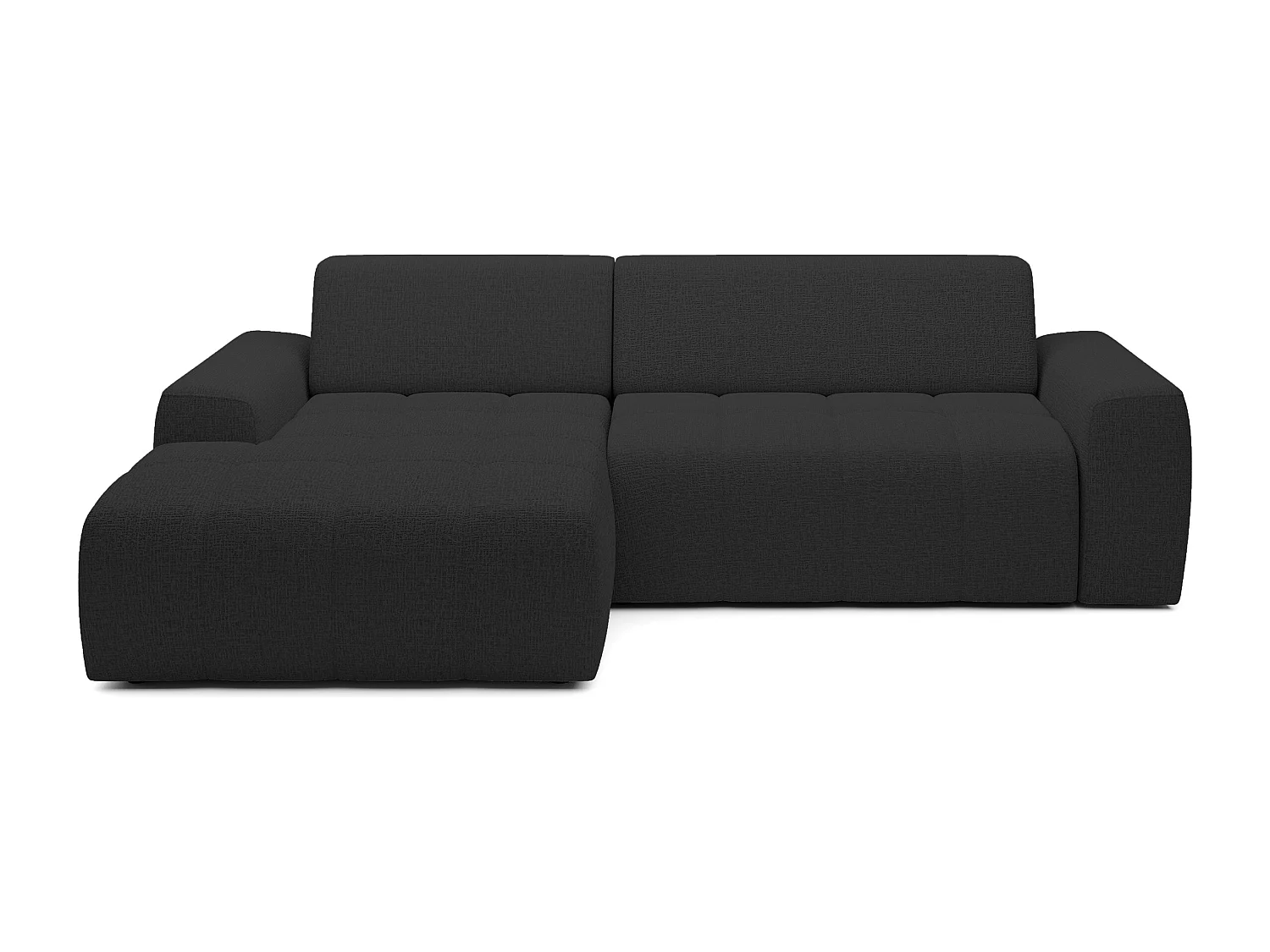 Ecksofa Savio Freistehend, Mit Abriebfestem Kansas-Stoff, Maße 265x172x81cm, Ausziehbare Sitzfläche 206x92cm, Linke Seite, Anthrazit