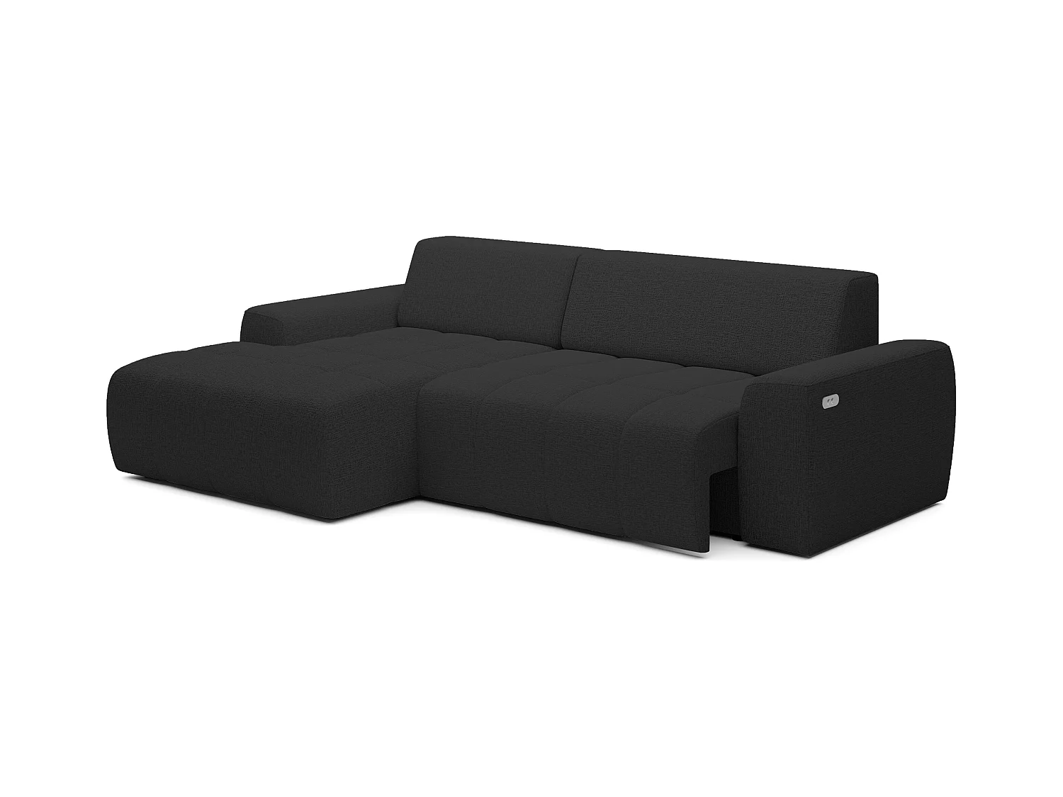 Canapé d'angle Savio indépendant, tissu Kansas résistant, dim. 265x172x81cm, couchage 206x92cm, côté gauche, anthracite