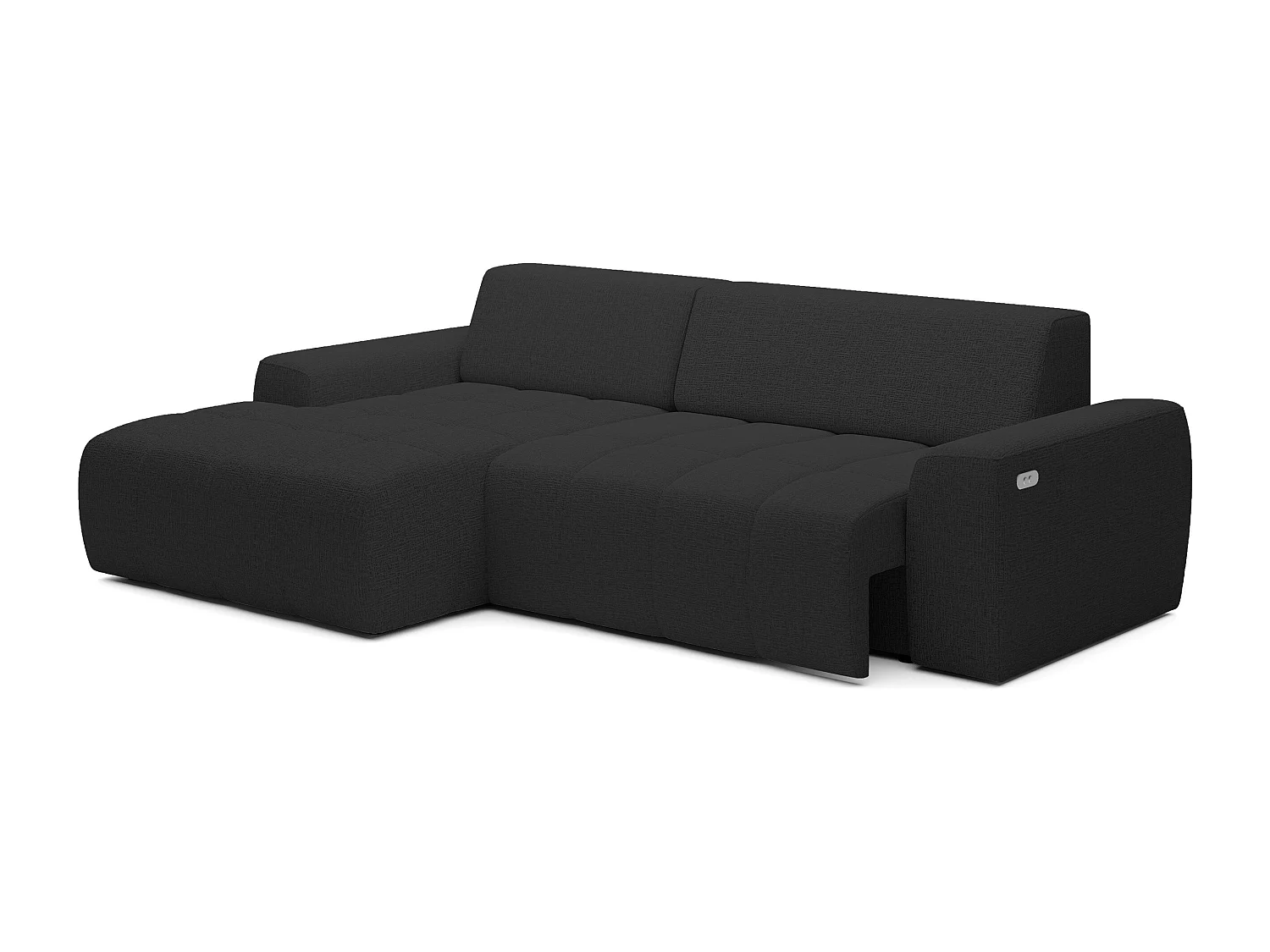 Canapé d'angle Savio indépendant, tissu Kansas résistant, dim. 265x172x81cm, couchage 206x92cm, côté gauche, anthracite