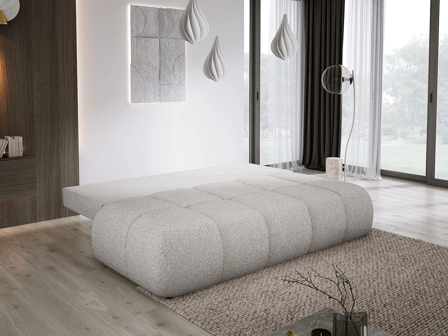 Sofa COCO MINI rozkładana z funkcją spania, obicie tkanina Anthology, 2-osobowa, wolnostojąca, rozmiar: 205x105x97cm kolor: Ciemnoszary