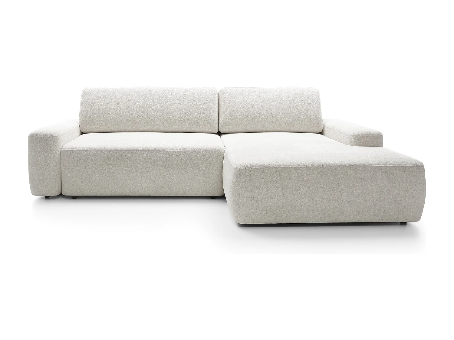 Canapé d’angle BOULI 4 places Raven, couchage 130x210cm, coffre, 264x162x82cm, droite beige