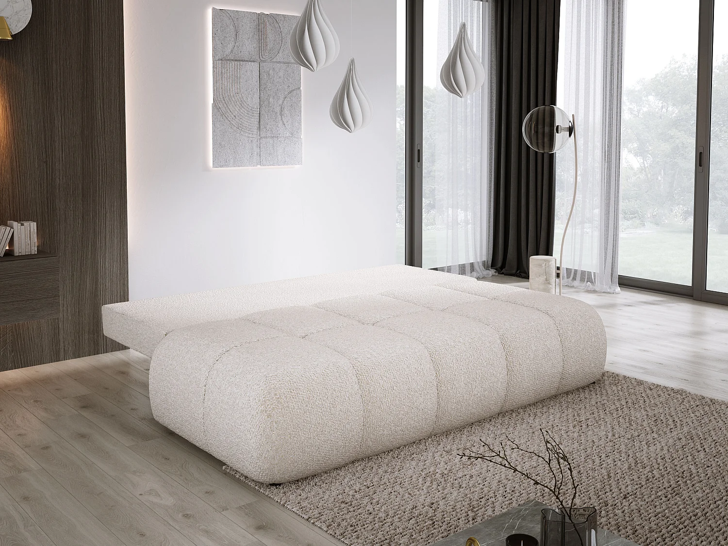 Canapé COCO MINI Canapé-lit Avec Fonction Lit, Tissu Anthology, 2 places, Autonome, Dimension: 205x105x97cm Couleur: Creme