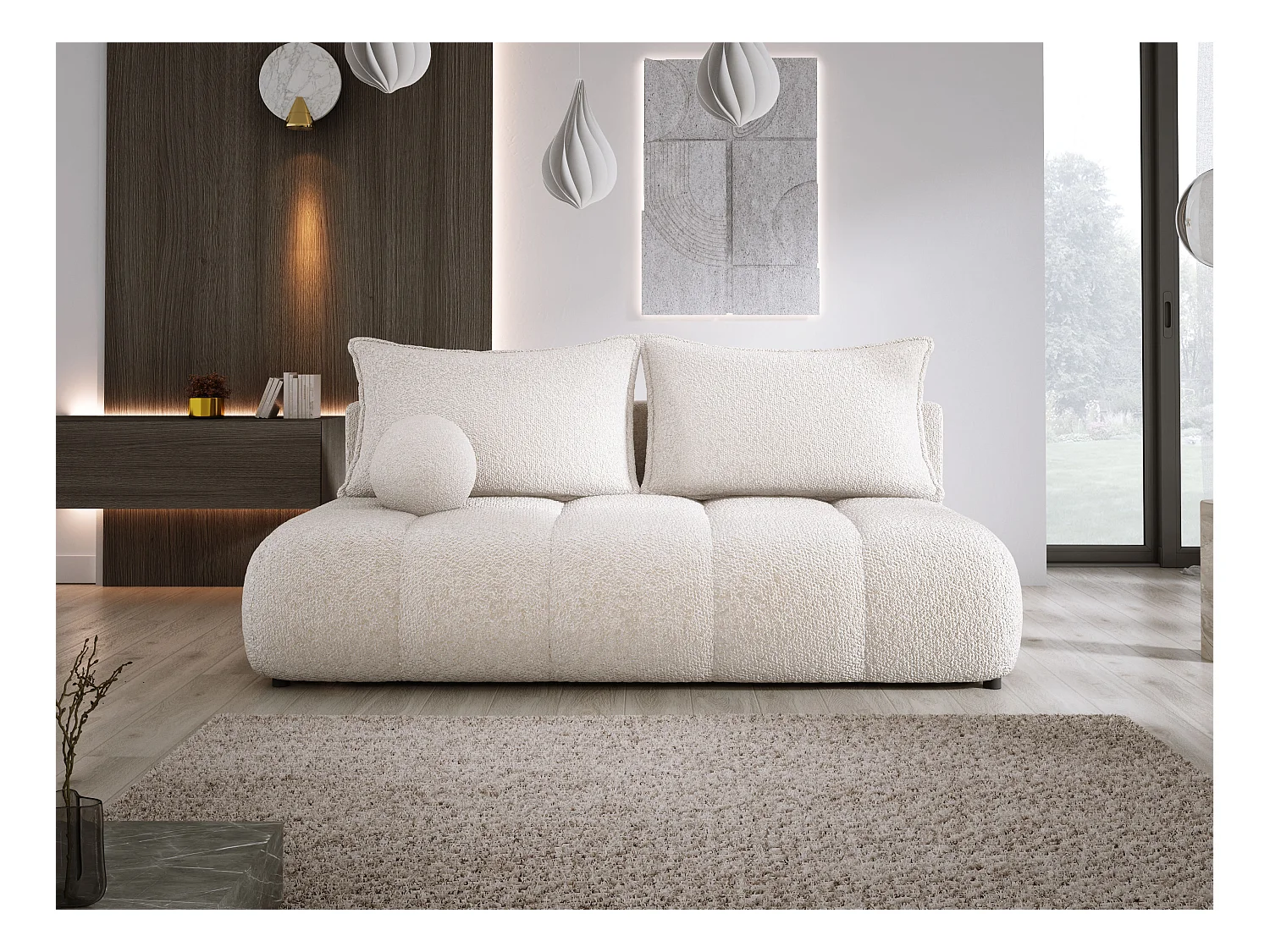 Canapé COCO MINI Canapé-lit Avec Fonction Lit, Tissu Anthology, 2 places, Autonome, Dimension: 205x105x97cm Couleur: Creme