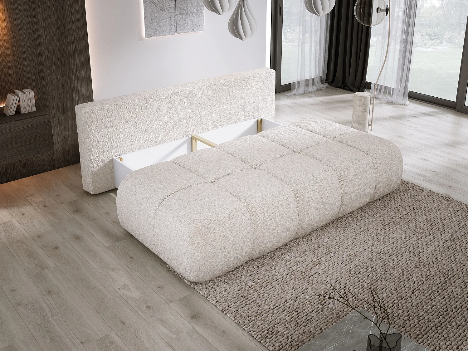 Canapé COCO MINI Canapé-lit Avec Fonction Lit, Tissu Anthology, 2 places, Autonome, Dimension: 205x105x97cm Couleur: Creme