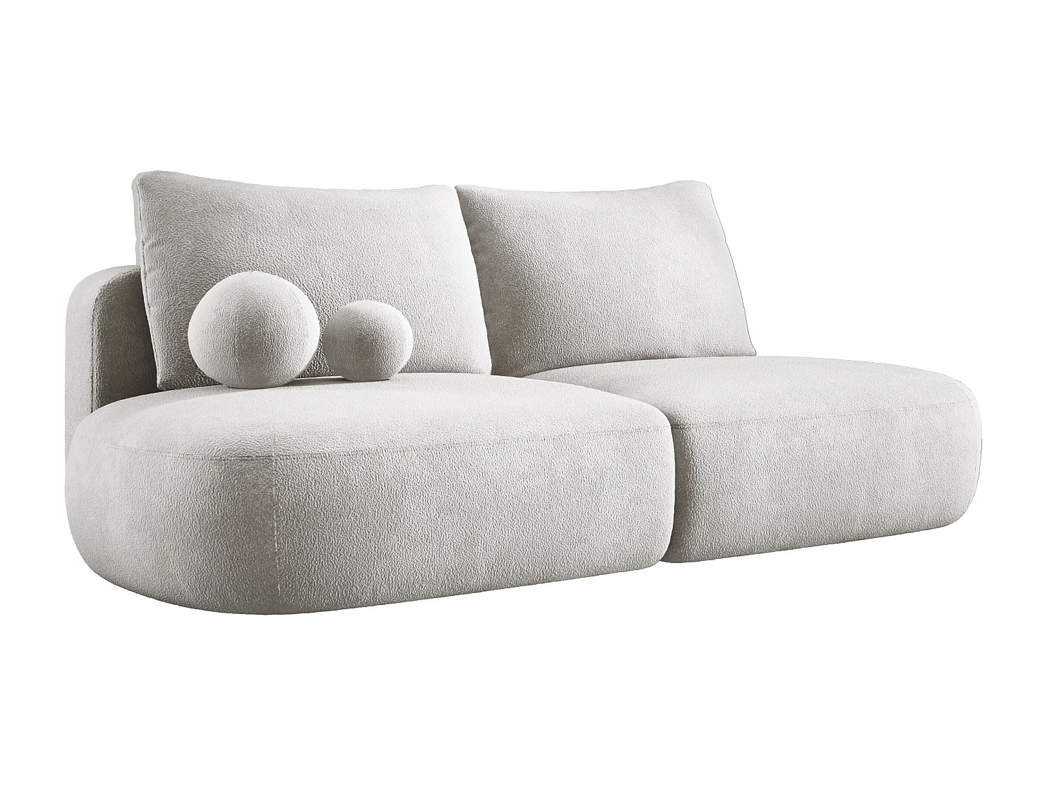 Canapé-lit moderne BABU avec coffre, fonction sommeil, DL-Automat, 2 coussins dossier, 2 coussins déco, 240x90x90 cm Beige