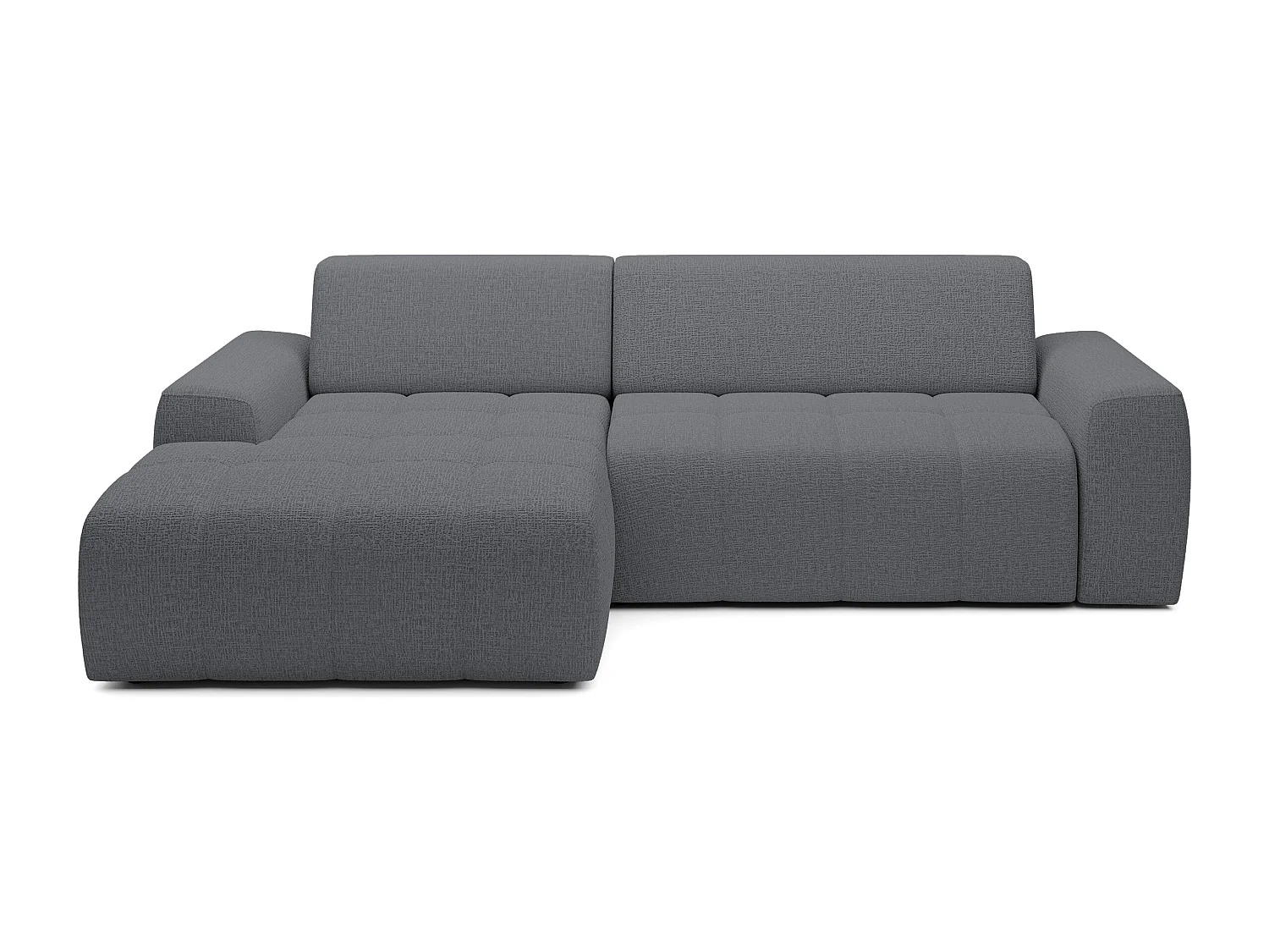 Canapé d'angle Savio indépendant, tissu Kansas résistant, dim. 265x172x81cm, couchage 206x92cm, côté gauche, gris