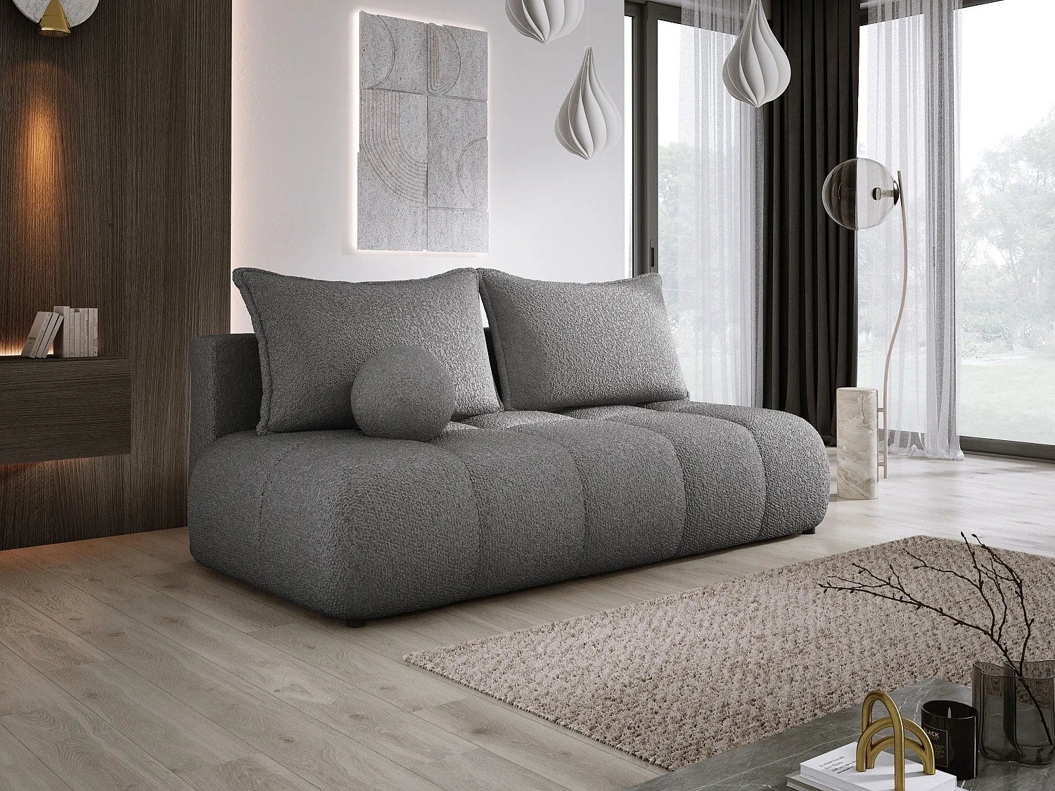 Canapé COCO MINI Canapé-lit Avec Fonction Lit, Tissu Anthology, 2 places, Autonome, Dimension: 205x105x97cm Couleur: Grau