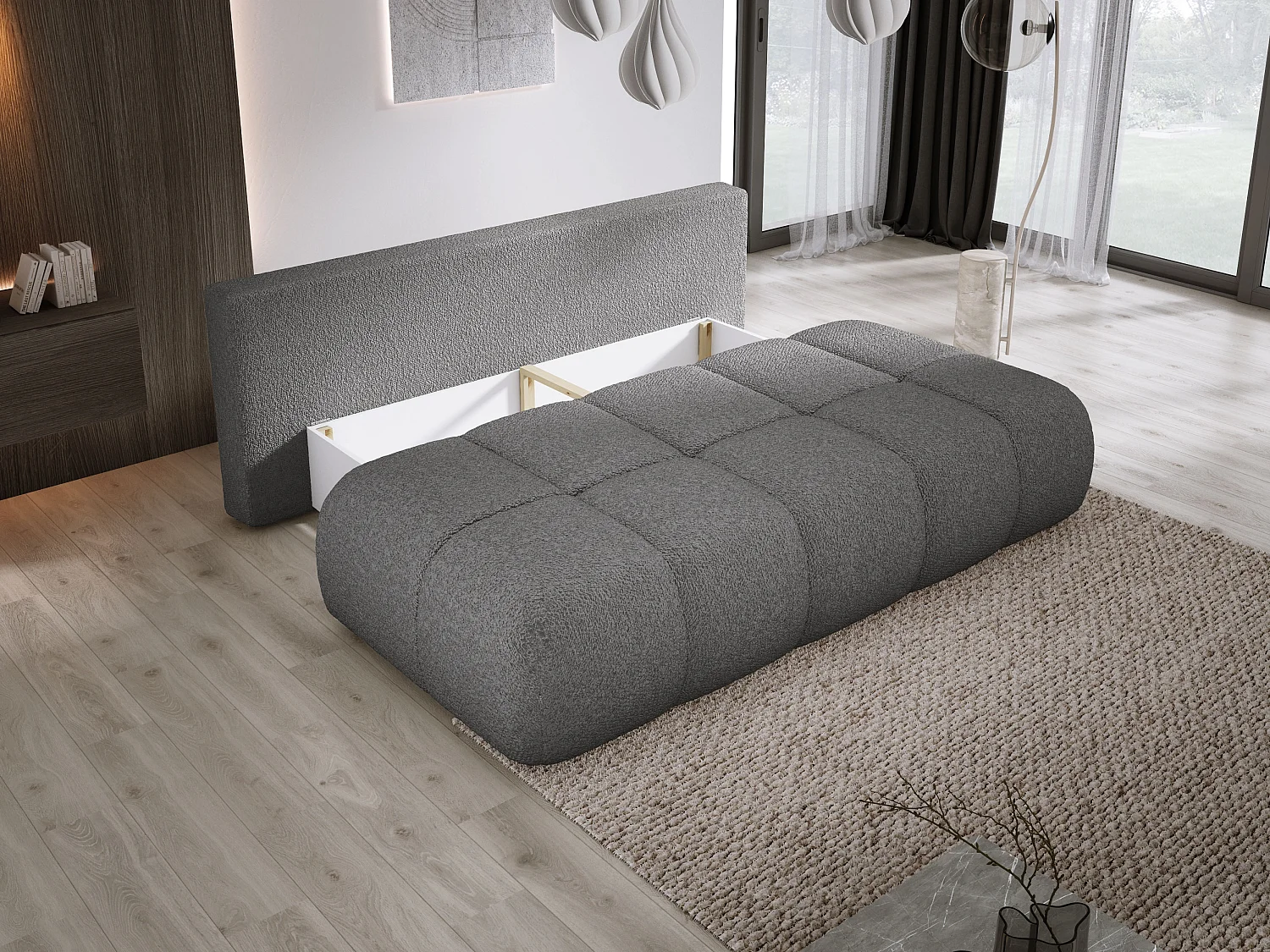 Canapé COCO MINI Canapé-lit Avec Fonction Lit, Tissu Anthology, 2 places, Autonome, Dimension: 205x105x97cm Couleur: Grau