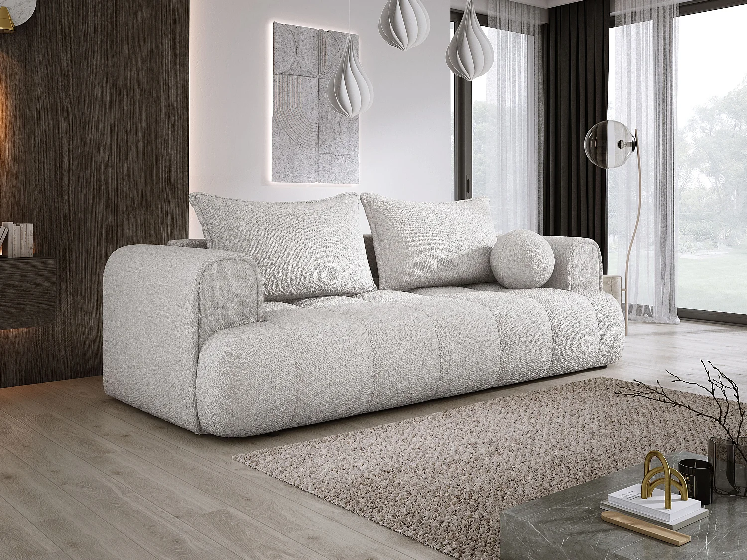 Canapé COCO Canapé-lit Avec Fonction Lit, Tissu Anthology, 2 places, Autonome, Dimension: 250x105x90cm Couleur: Hellgrau