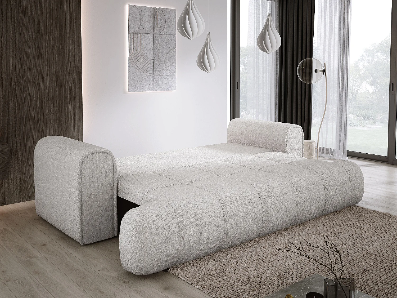 Canapé COCO Canapé-lit Avec Fonction Lit, Tissu Anthology, 2 places, Autonome, Dimension: 250x105x90cm Couleur: Hellgrau