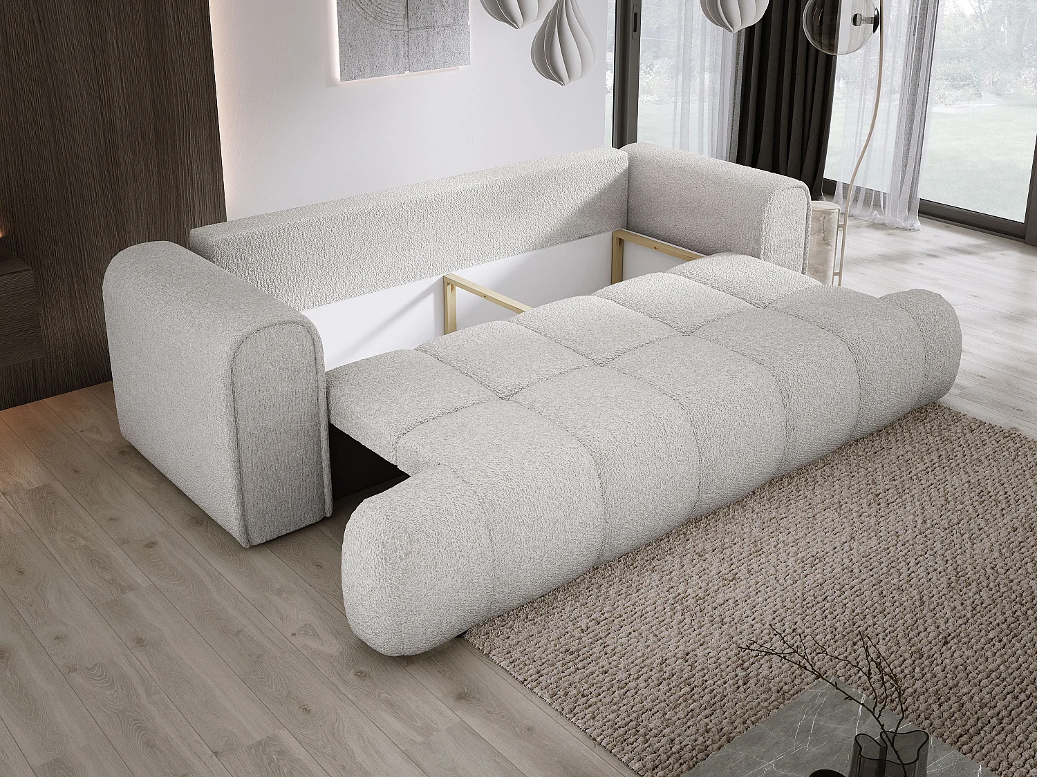 Canapé COCO Canapé-lit Avec Fonction Lit, Tissu Anthology, 2 places, Autonome, Dimension: 250x105x90cm Couleur: Hellgrau